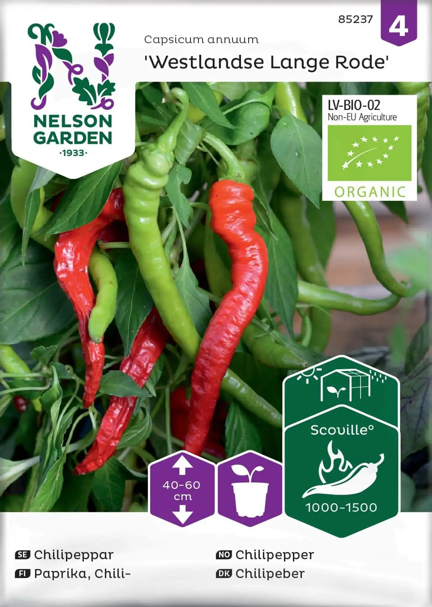 Nelson Garden Siemen Paprika, Chili-, Westlandse Lange R. luomu