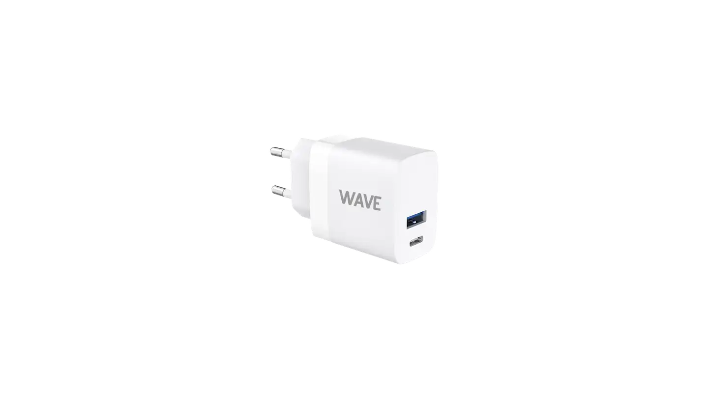 Wave 20 W pikalataava verkkolaturi 1 x USB Type-C + 1 x USB-A valkoinen - 1