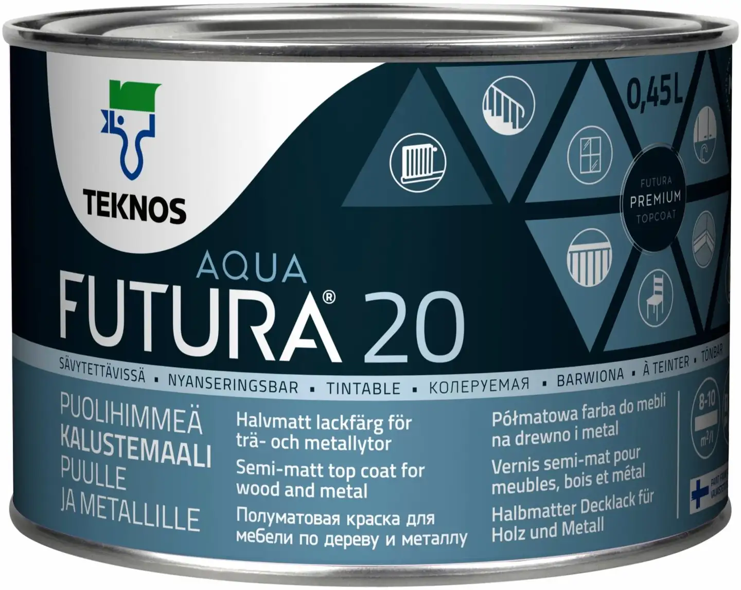 Teknos kalustemaali Futura Aqua 20 0,45 l PM3 sävytettävä puolihimmeä