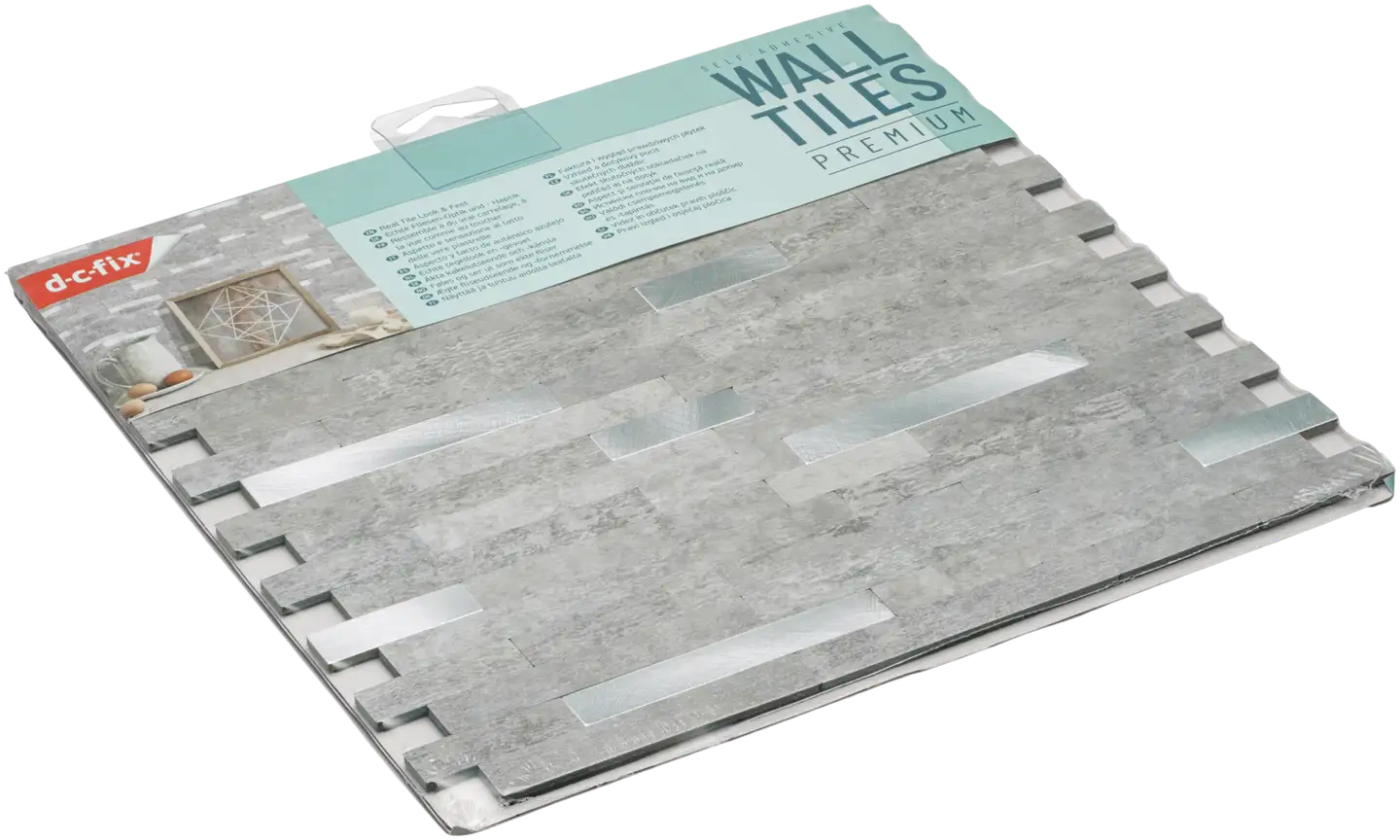 D-C-Fix 270-4005 Premium itseliimautuva seinälaatta. Laatan koko 29,7cm x 29,2 cm. Laatan kuviona ja värinä metalli ja kivi. - 1