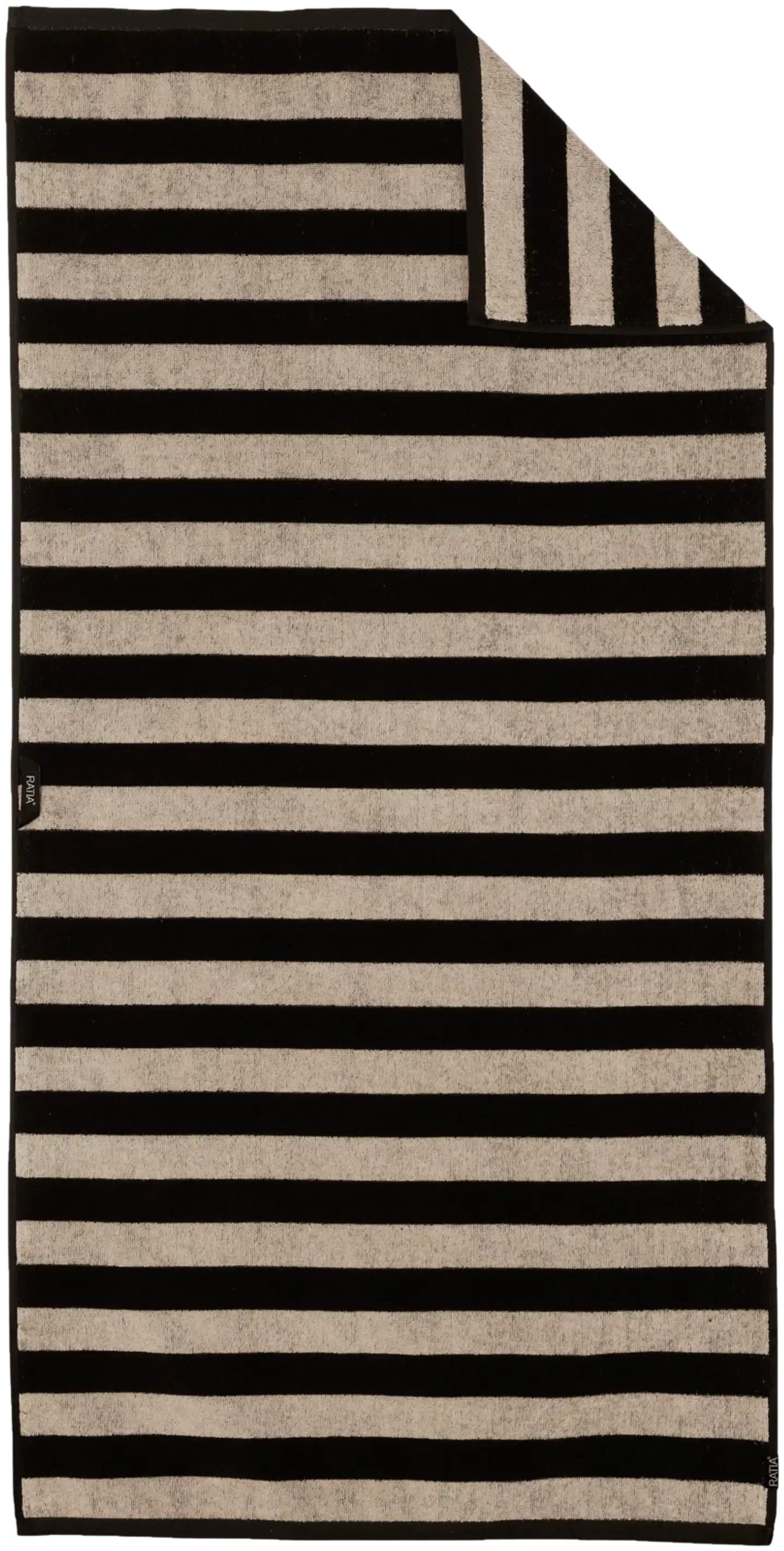Ratia kylpypyyhe Raita 40x40mm 70x140 cm musta/greige - 1