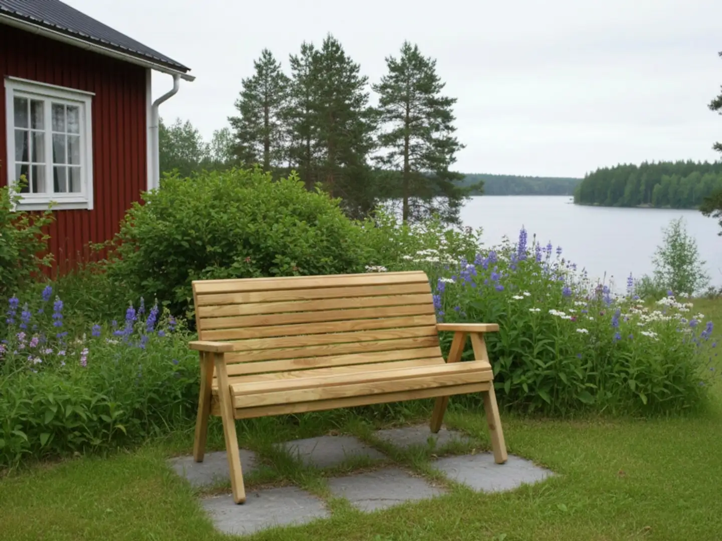 Tammiston Puu Sohva Elli 120cm kestopuu vihreä - 2