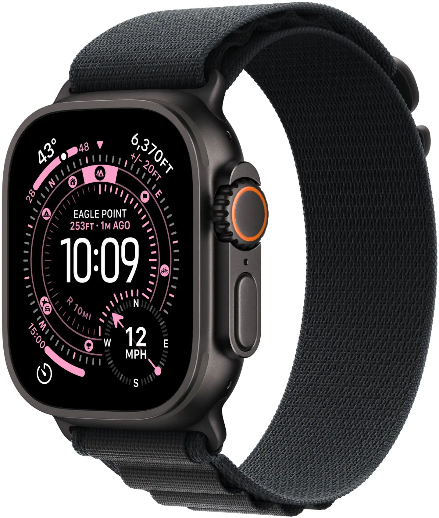 Apple Watch Ultra 3 GPS + Cellular 49mm mustatitaani kotelo, musta Alpine ranneke - L - MF0X4KS/A - 2