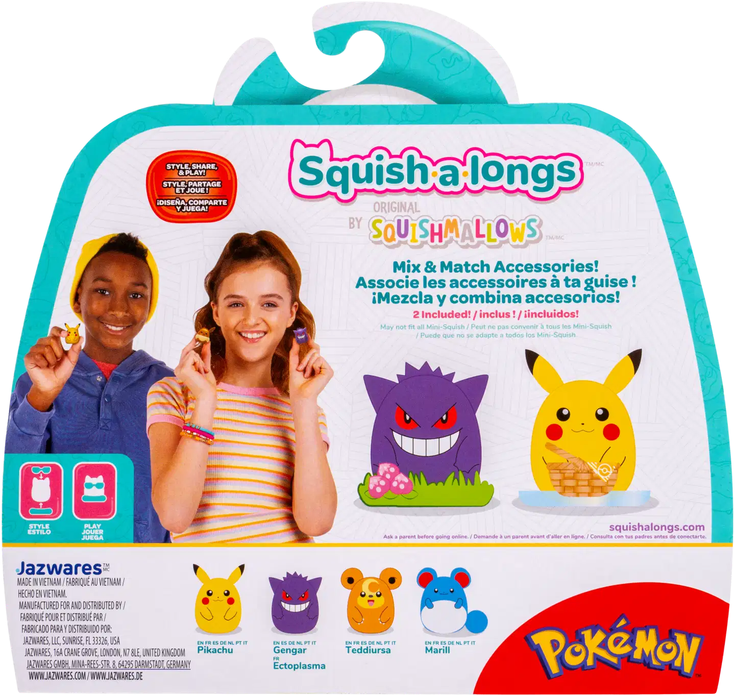 Squishalongs Pokemon 4 Pk Pikachu/gengar - 3