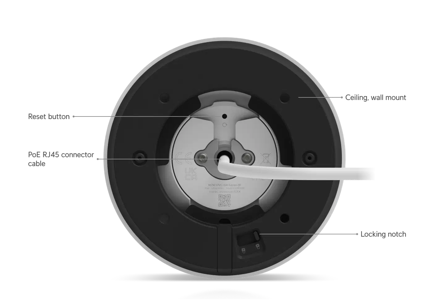 Ubiquiti sääsuojattu 4K PoE -valvontakamera erinomaisella kuvanlaadulla UVC-G6-Turret-W valkoinen - 9