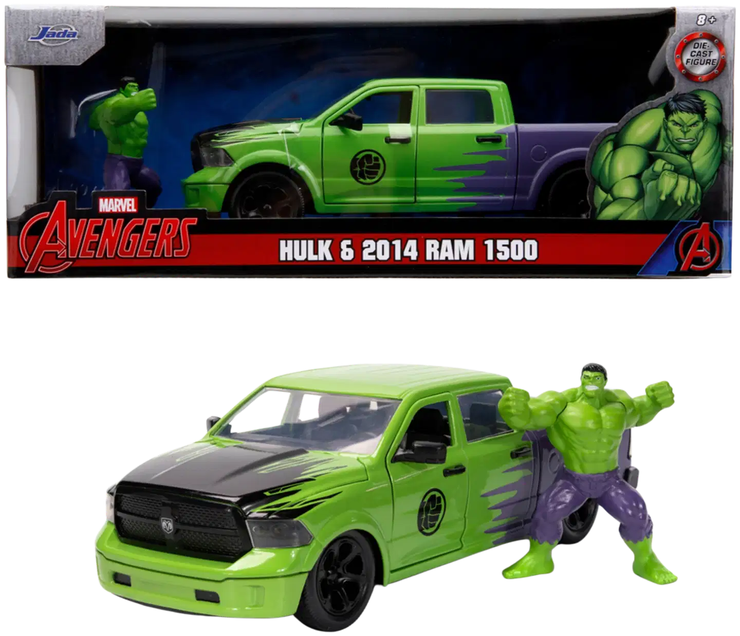 Jada Marvel Hulk ja 2014 Dodge Ram 1500, 20 cm, 1:24, die-cast - 1