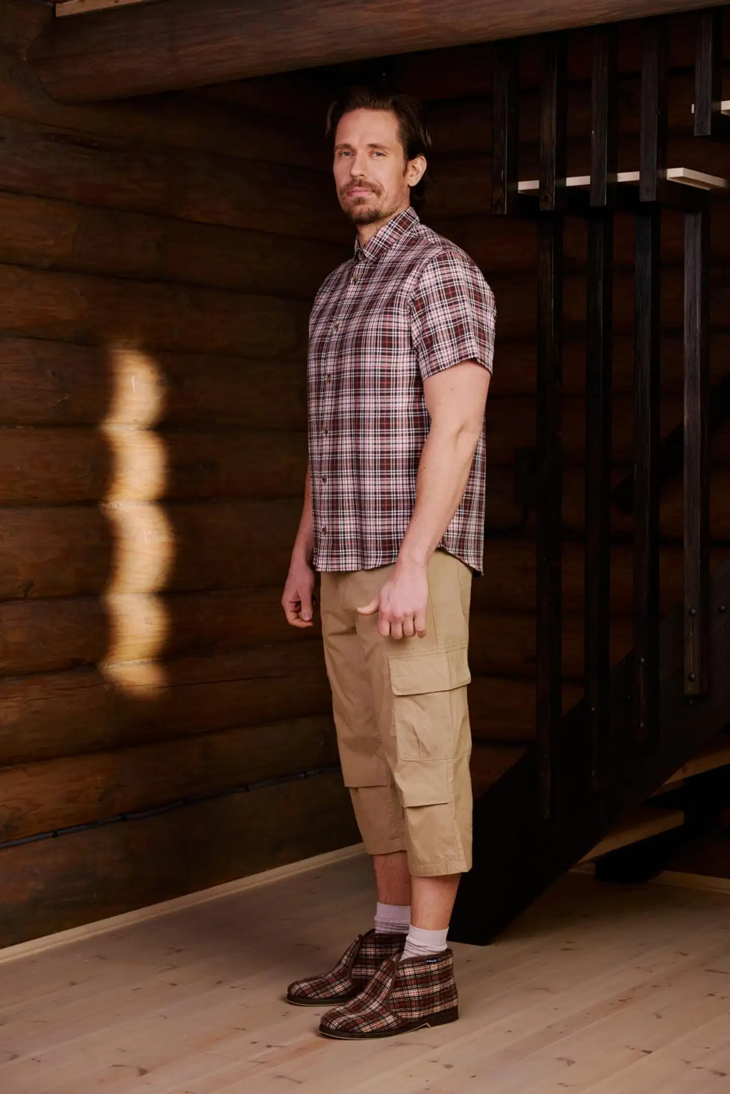 Reino&Aino miesten lyhythihainen ruutupaita Reino - Brown check - 2