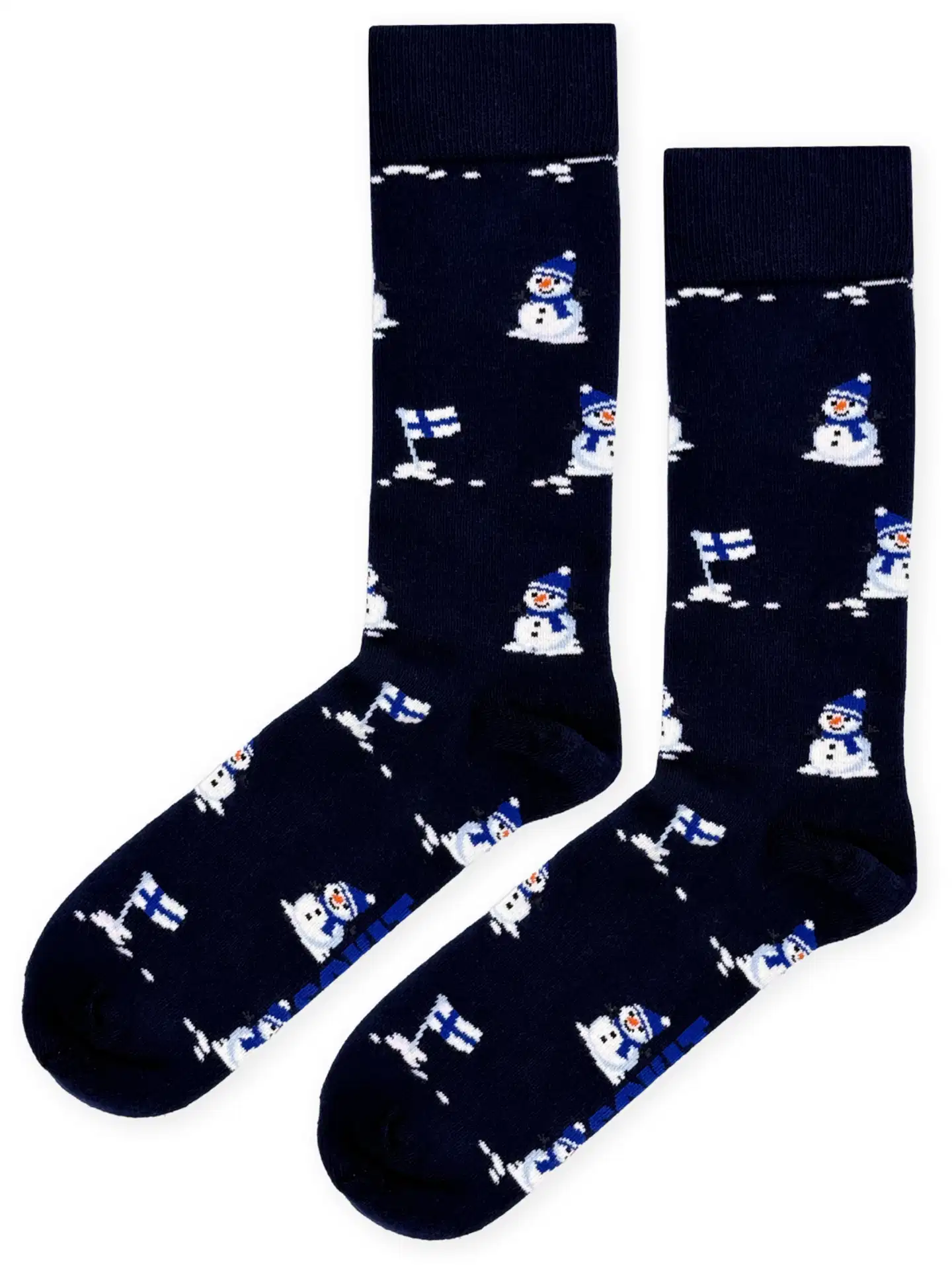 Sokit unisex sukat lumiukko suomen lippu tummansininen 41-46