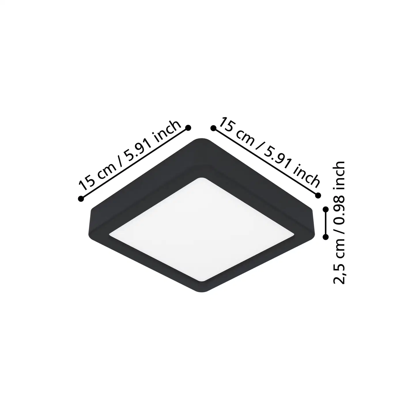 EGLO kattovalaisin Fueva 6 LED 7W CCT 15x15 cm musta - 4