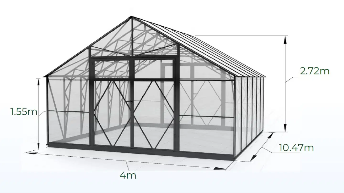 Ecoslider kasvihuone DD 4.0 X 10.47 - 4
