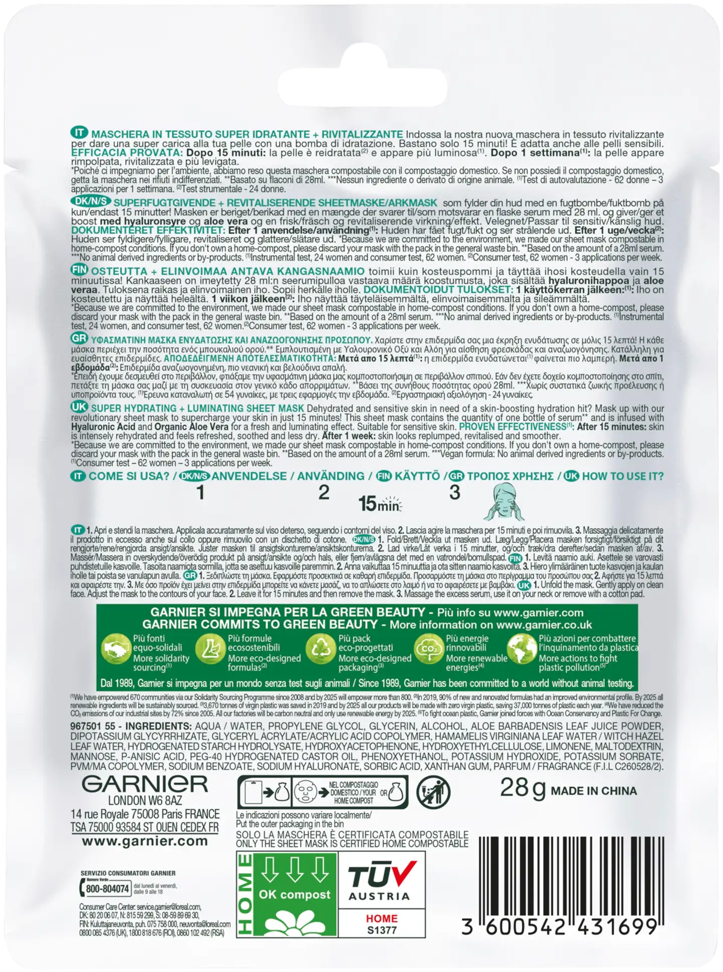 Garnier SkinActive Hydra Bomb Super Hydrating + Revitalizing kangasnaamio 28g - 2