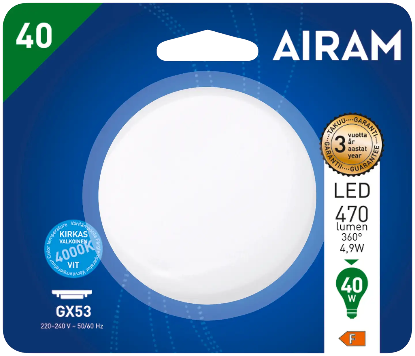 Airam LED polttimo 4,9W 470LM GX53 4000K - 2
