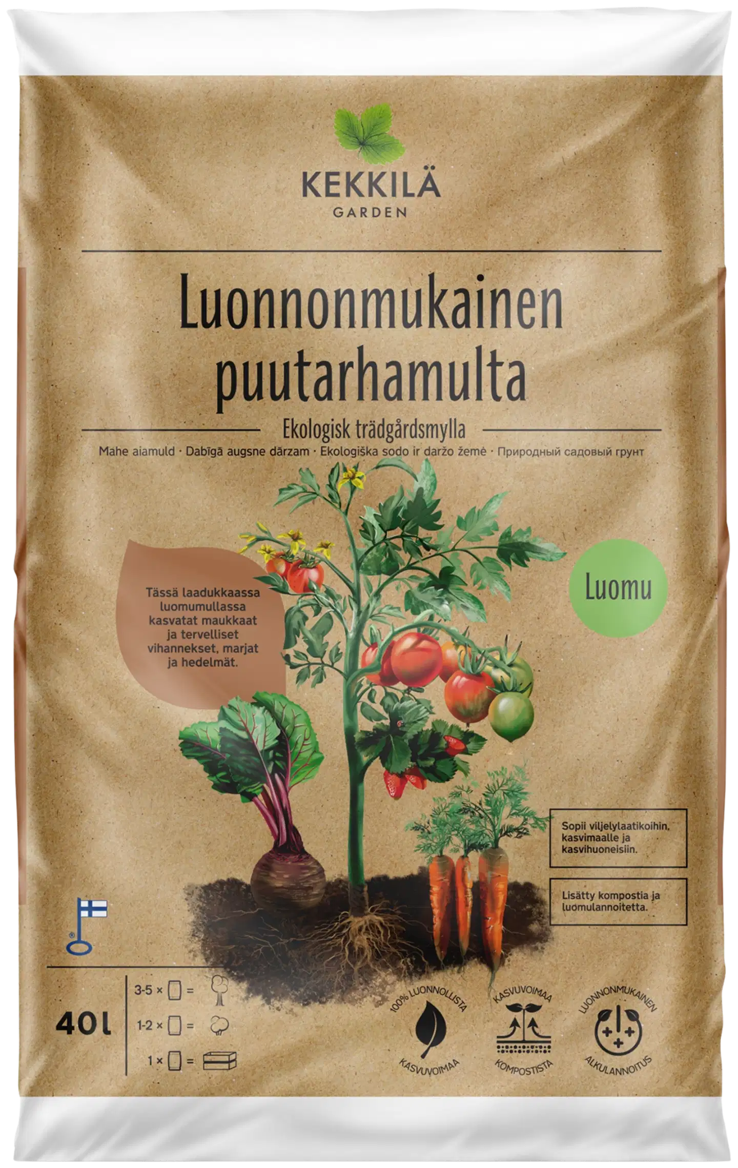 Kekkilä Luonnonmukainen puutarhamulta 40 l, lava 70 säkkiä - 2
