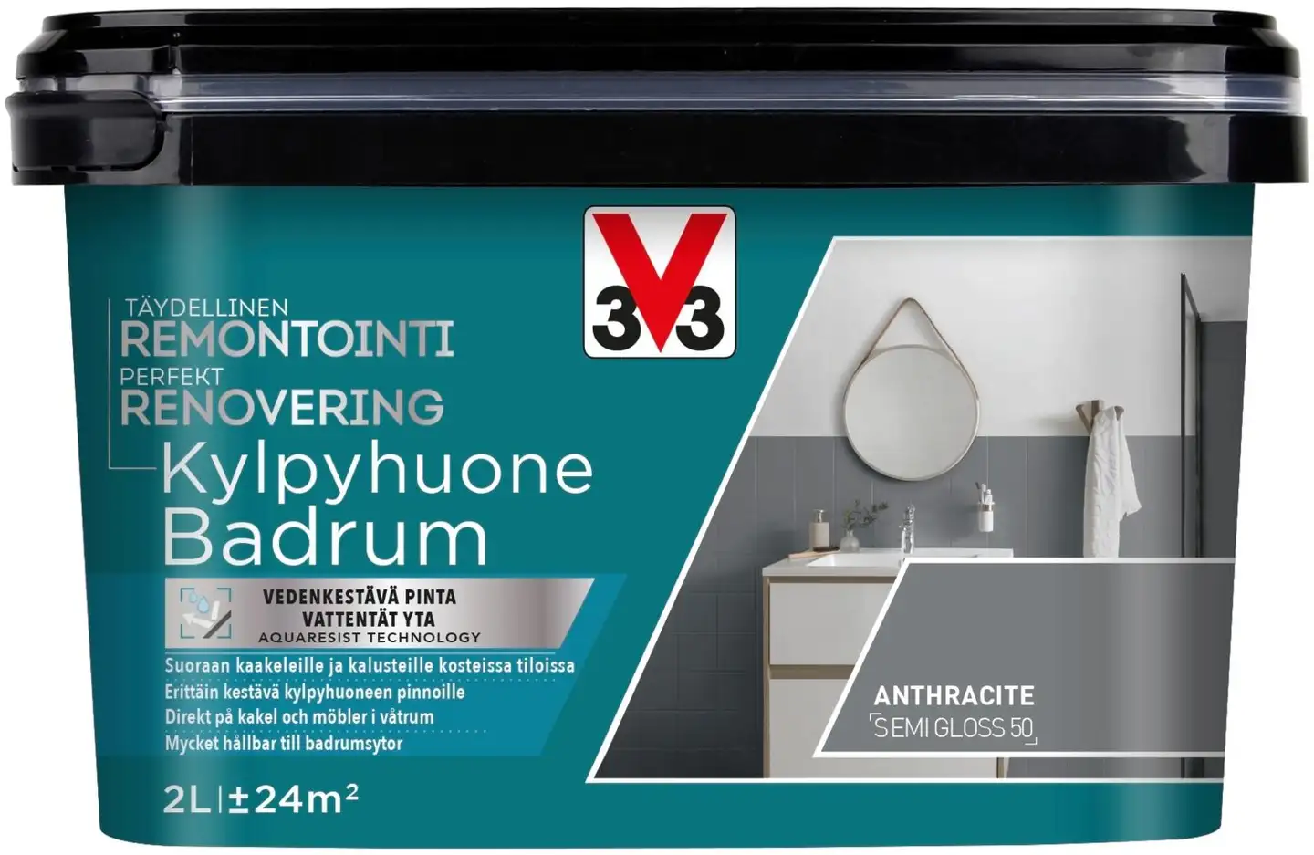 V33 Remontointimaali kylpyhuone 2L Anthracite