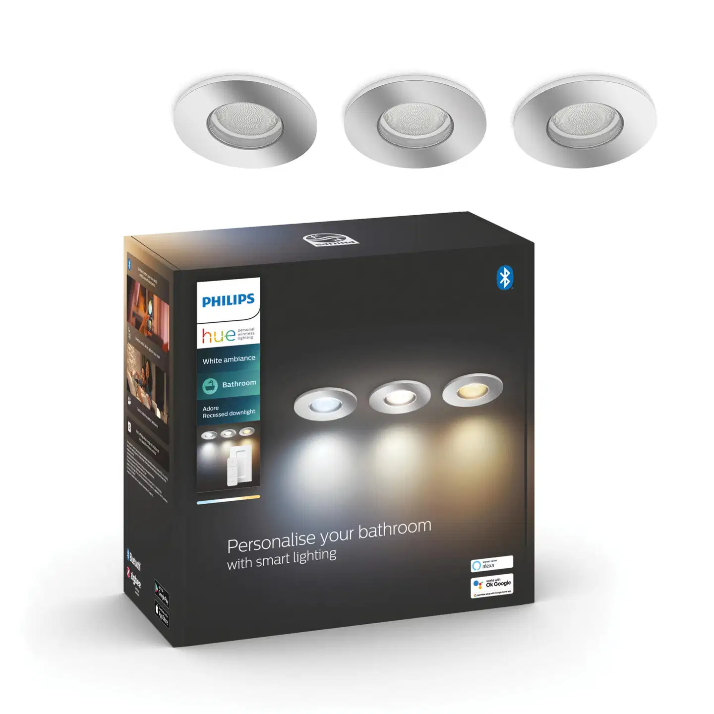 Philips Hue Adore -upotettava kohdevalo kylpyhuoneeseen 4.2W 2200-6500K 400LM 3 kappaletta - 2