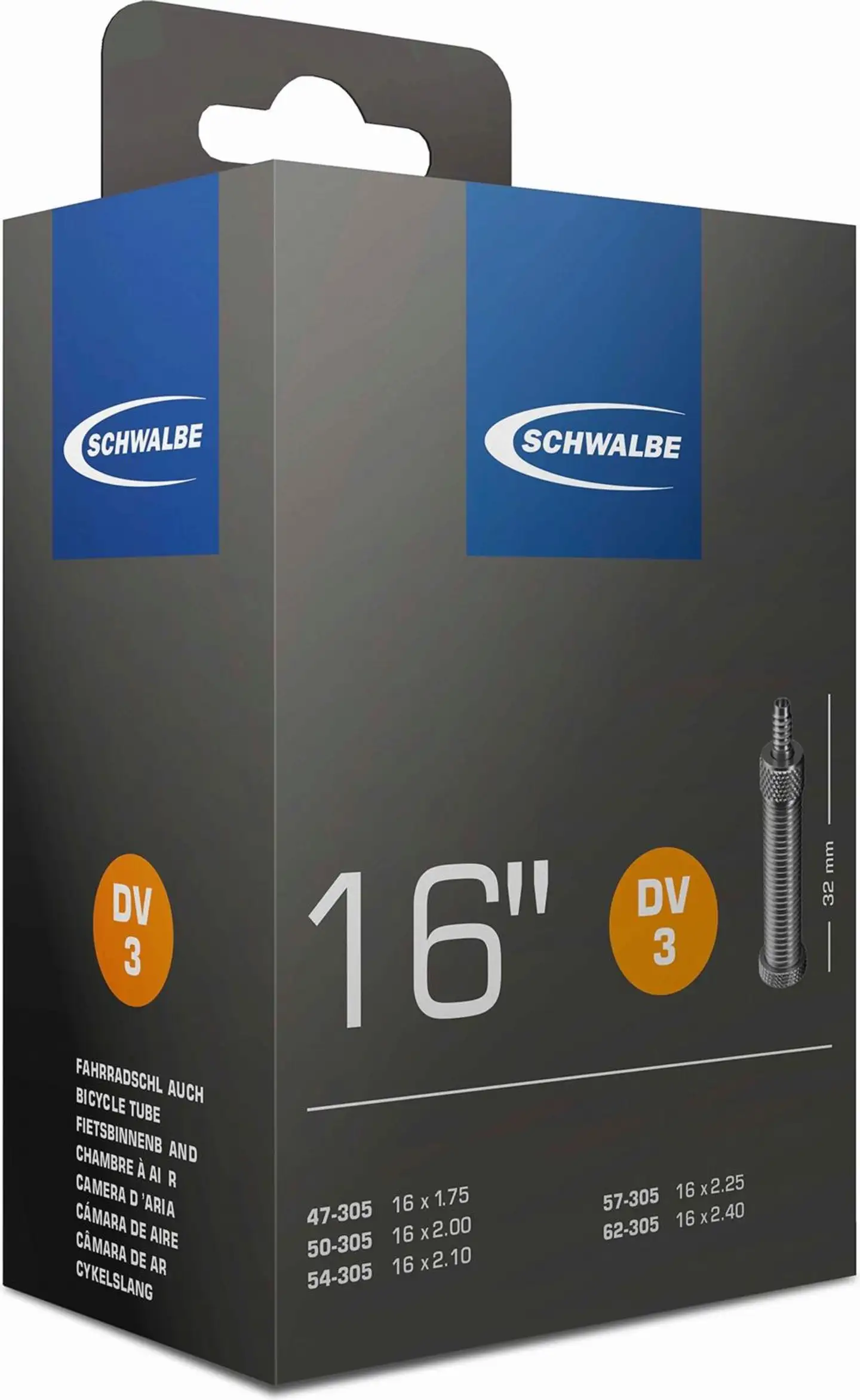 Schwalbe polkupyörän sisärengas 16 47/62-305 dv3 32mm