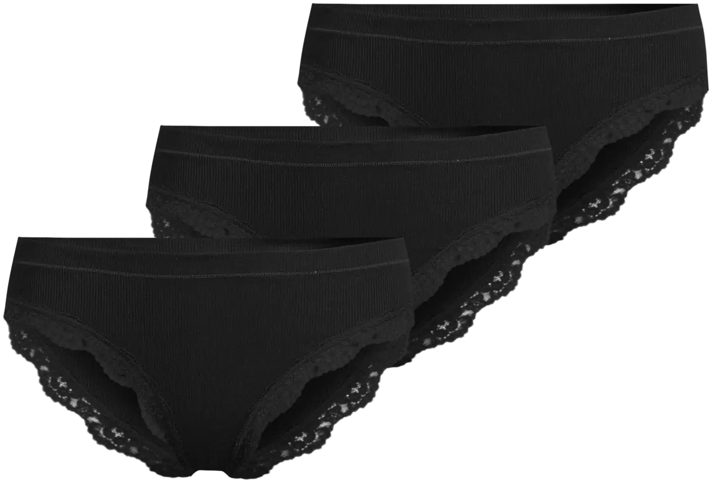 Actuelle naisten rib tai alushousut 210A332621 3-pack - Black - 1