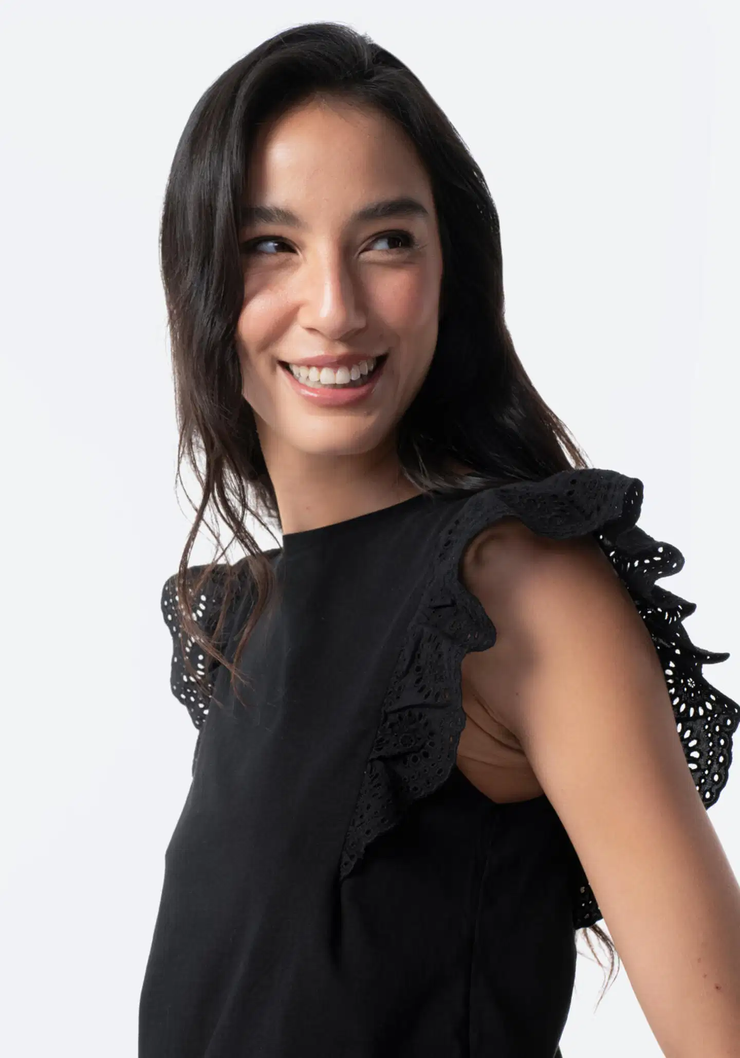 TEX naisten frillatoppi I282731 - BLACK 1 - 5