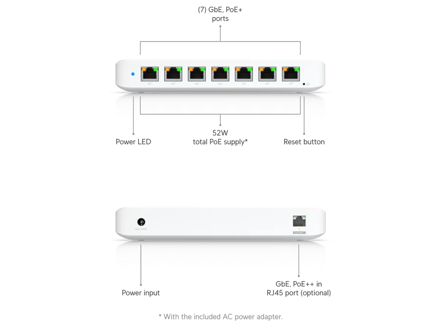Ubiquiti 8-porttinen GbE PoE+ -kytkin 60W teholla USW-Ultra-60W - 7