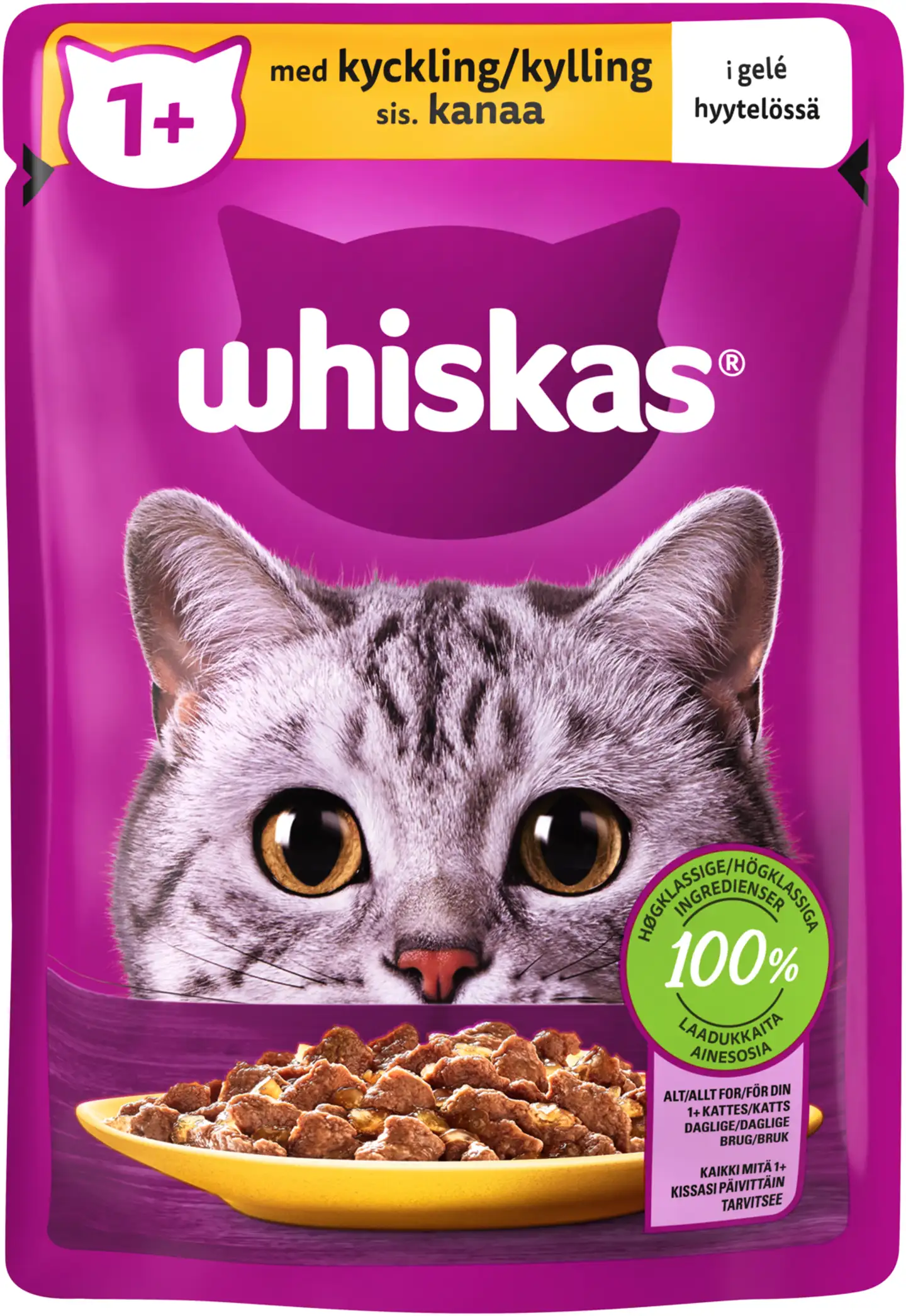 Whiskas 1+ sis. Kanaa hyytelössä (85 g)