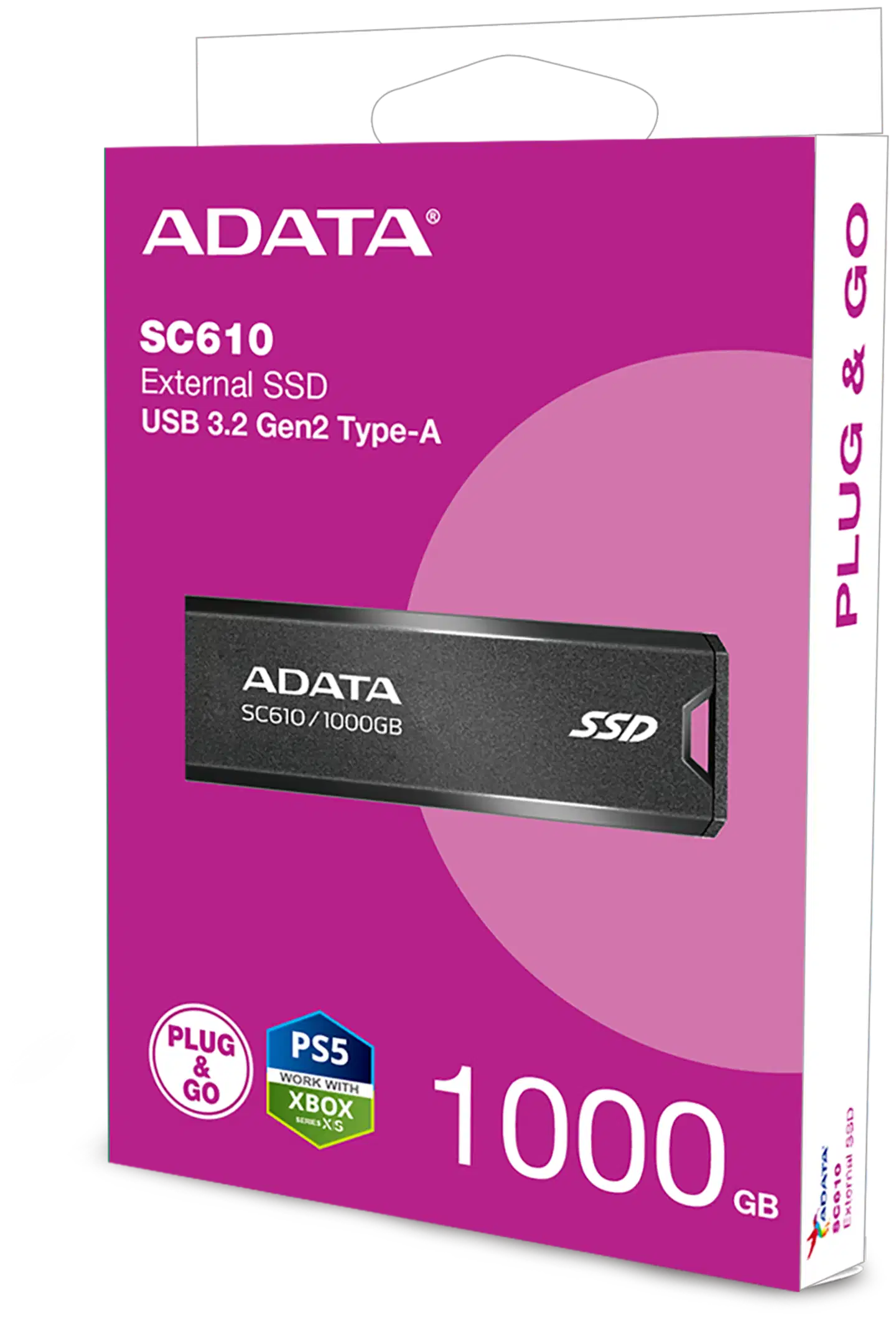 ADATA SC610 ulkoinen SSD-muisti, 1 TB, musta (USB-A) - 3