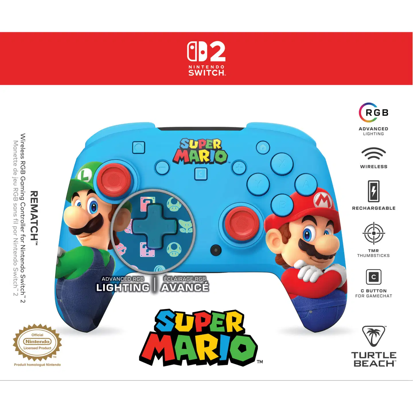 Turtle Beach Switch 2 langaton peliohjain RGB Mario & Luigi - 4
