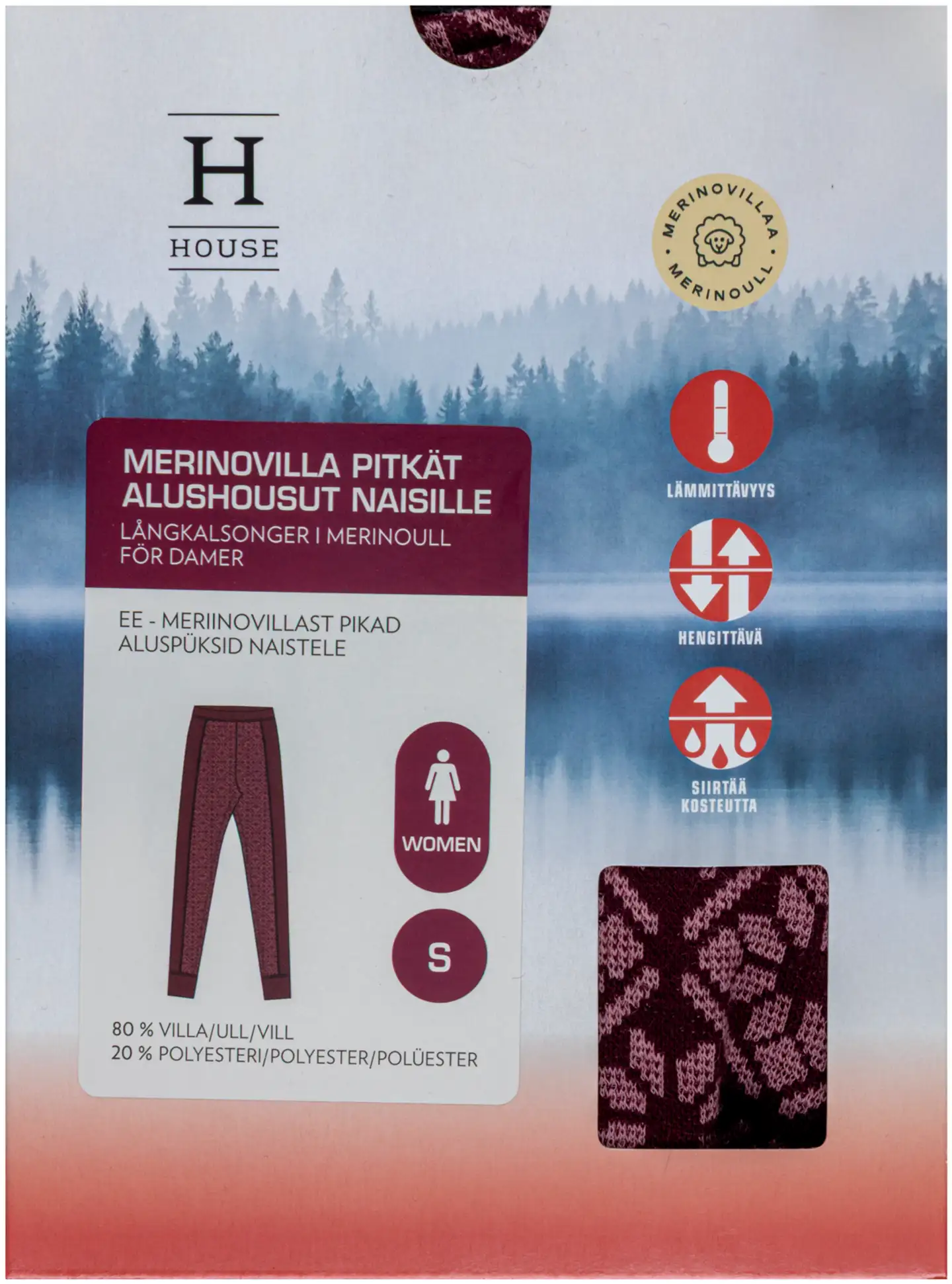 House naisten pitkikset merinovillasekoitetta 210H332534 - Fig/lilas - 3