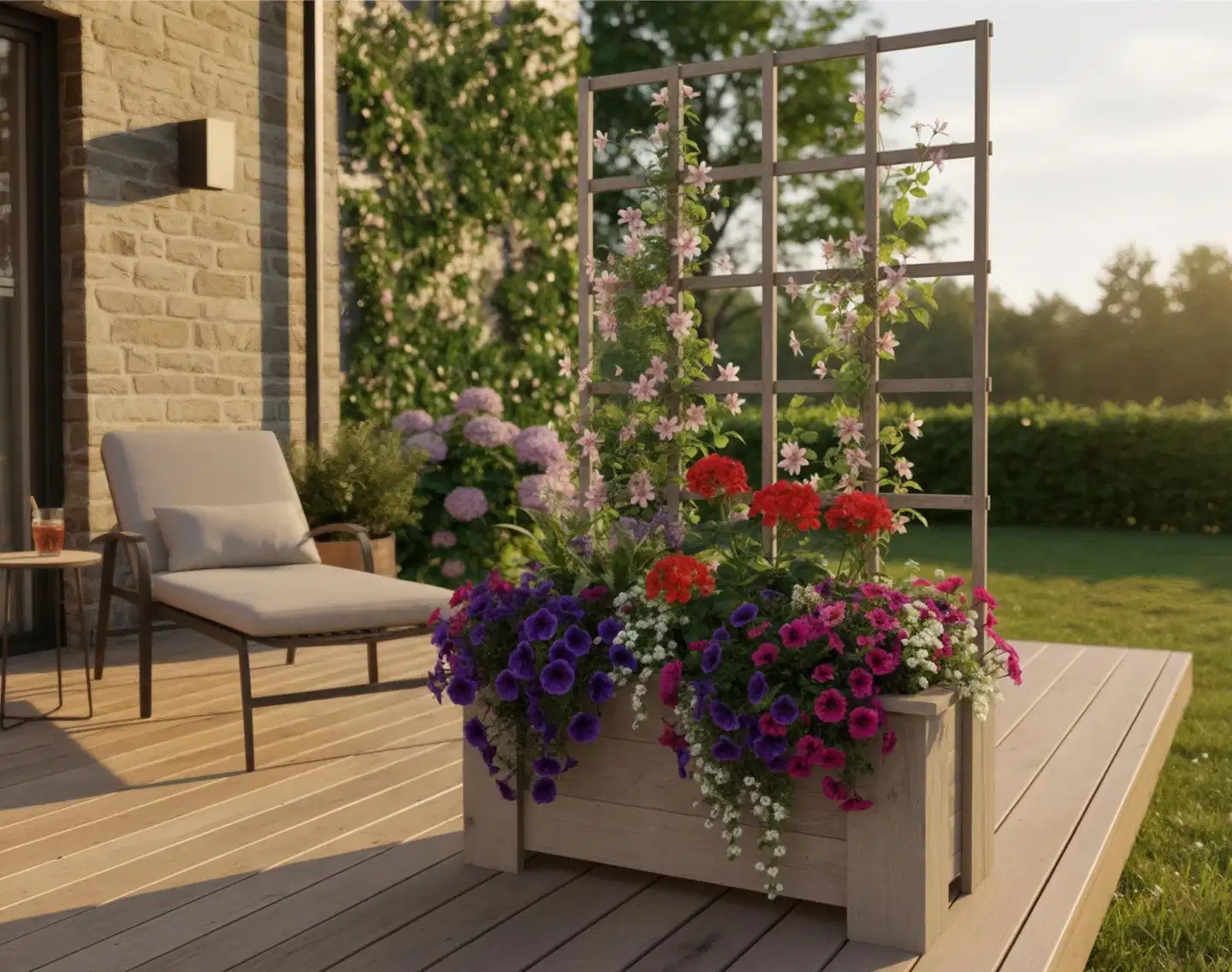 Miljöörakennus köynnösritilälaatikko vaalean harmaa 132 x 30 x 80 cm - 4