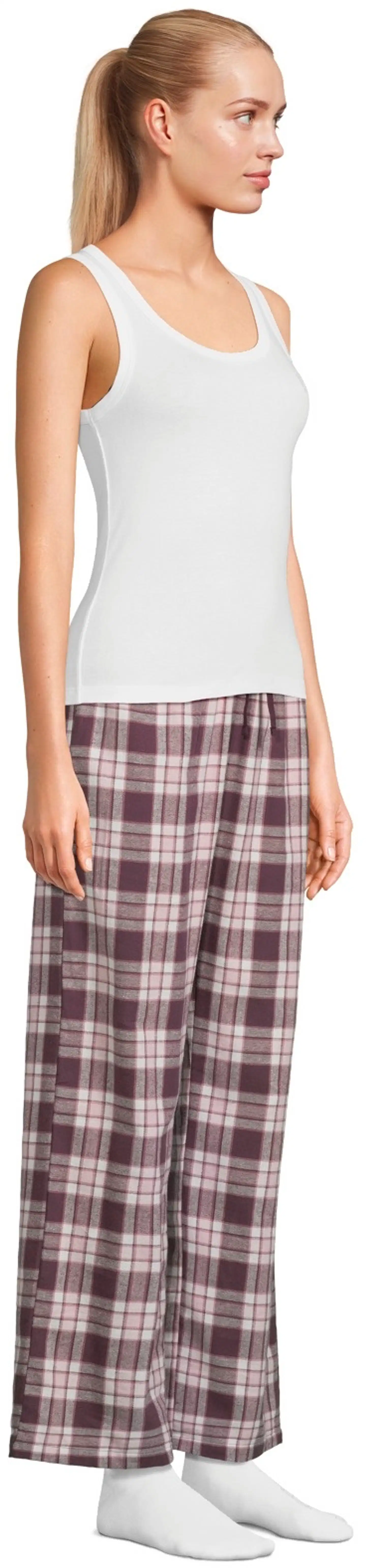 Actuelle naisten flanellihousut 212A382610 - Burgundy check - 4