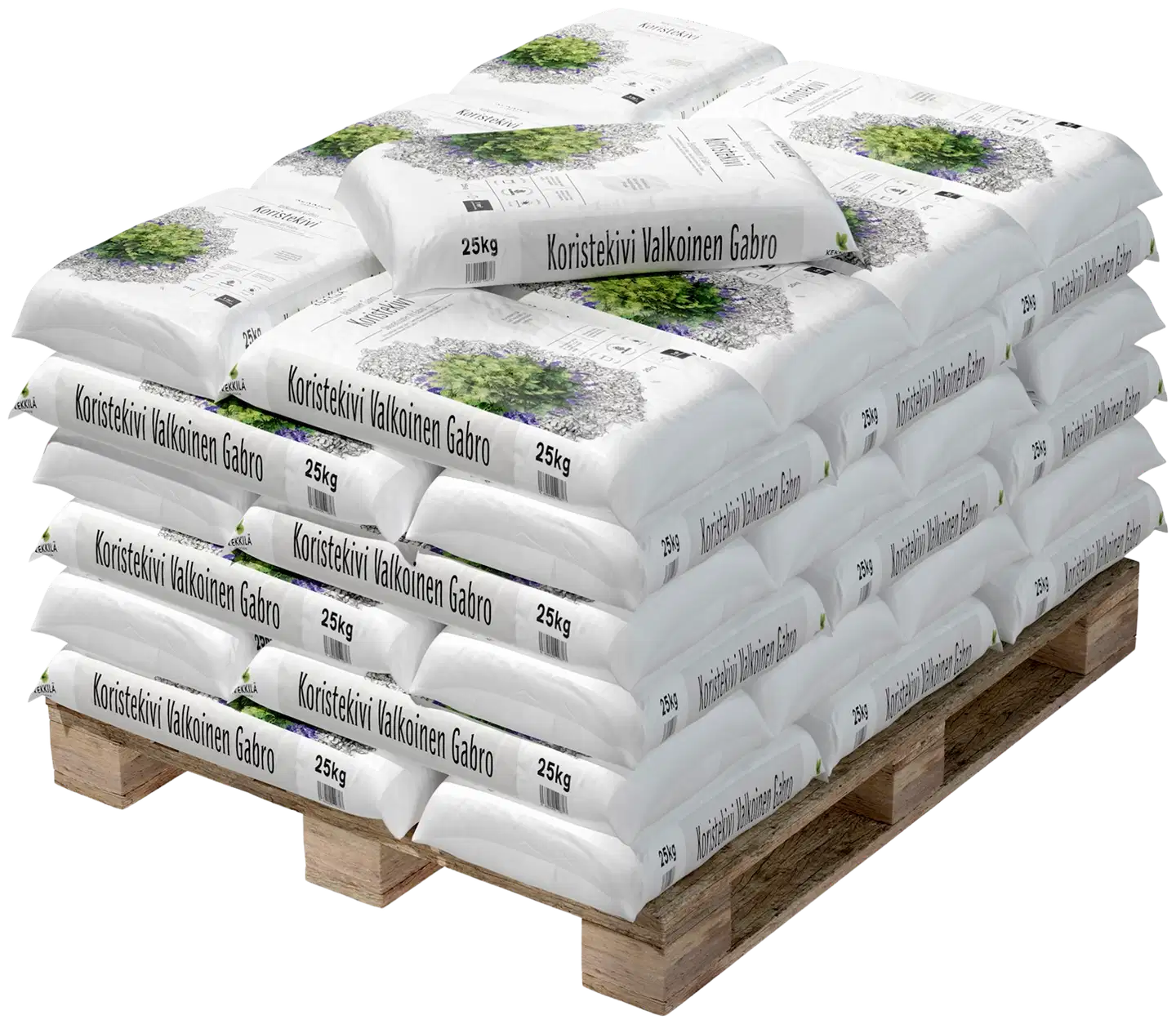 Kekkilä Koristekivi valkoinen gabro 25 kg, lava 42 säkkiä - 1