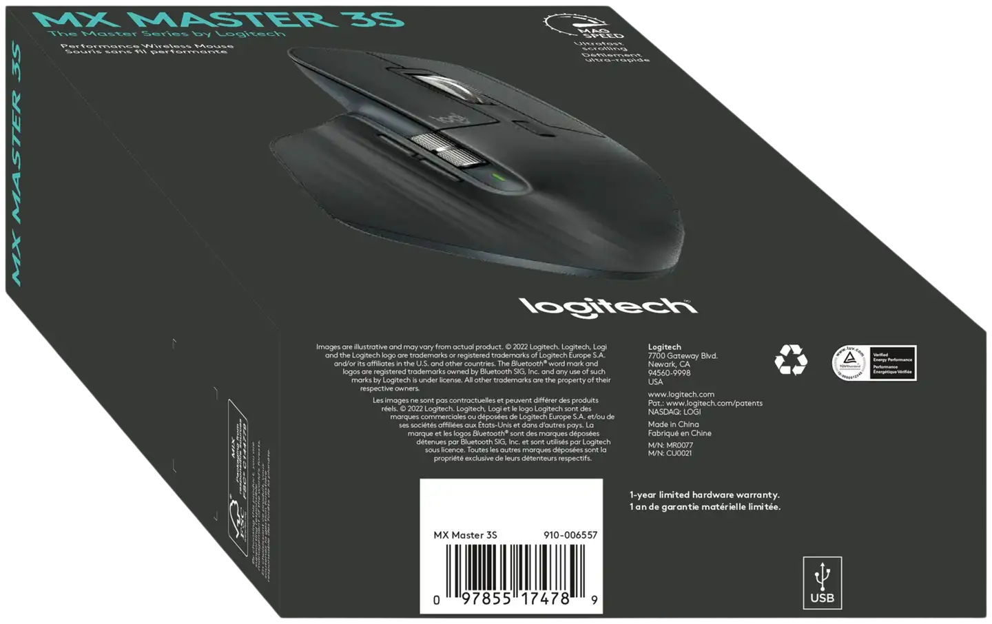 LOGITECH MX Master 3S Performance Wireless Mouse - GRAPHITE - 11