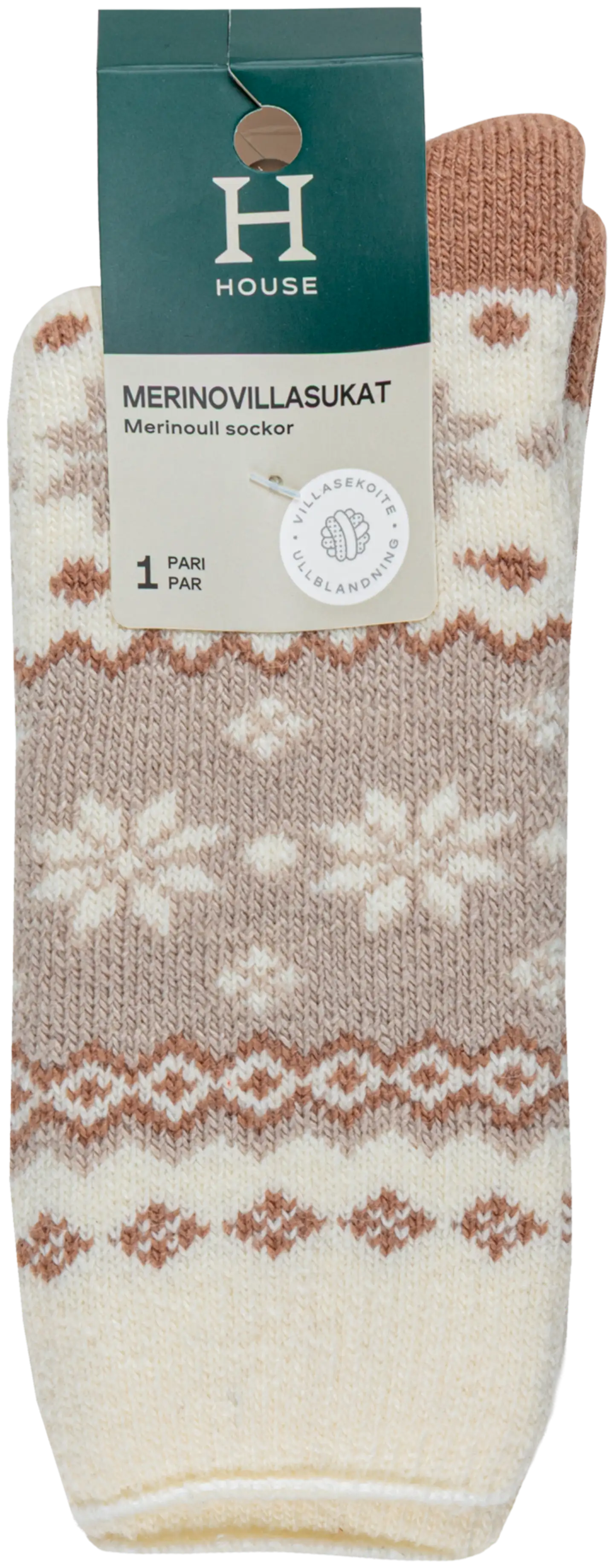 House naisten villasukat 214H322513 - Taupe/off white - 2
