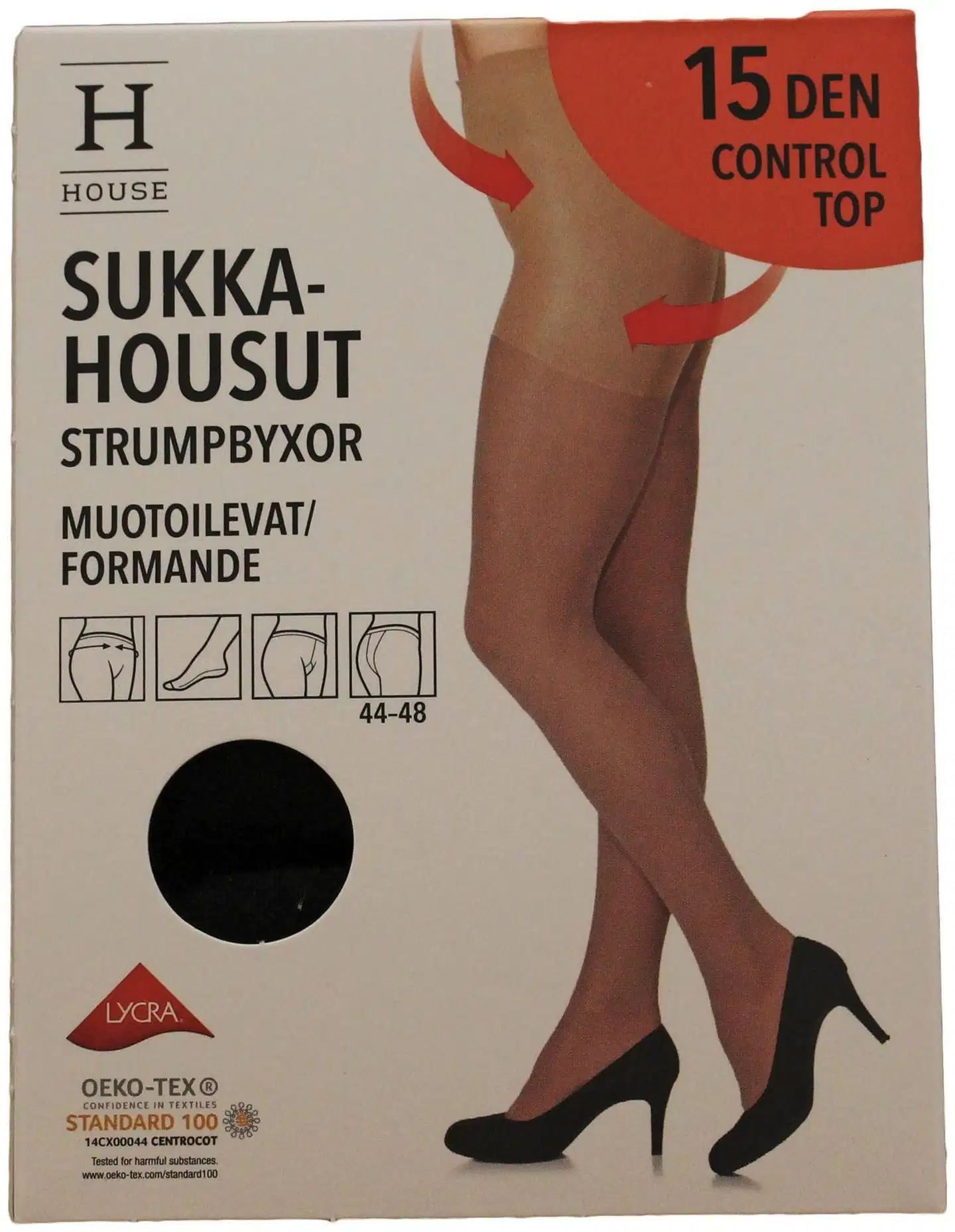 House naisten tukisukkahousut satiini 15 den - Black