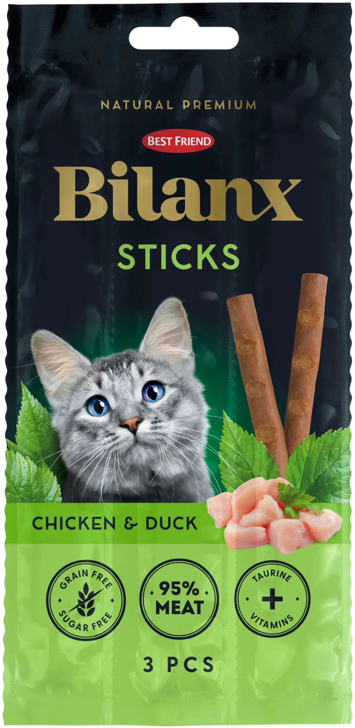 Best Friend Bilanx Sticks kana & ankka lihatikku kissalle 3x5 g