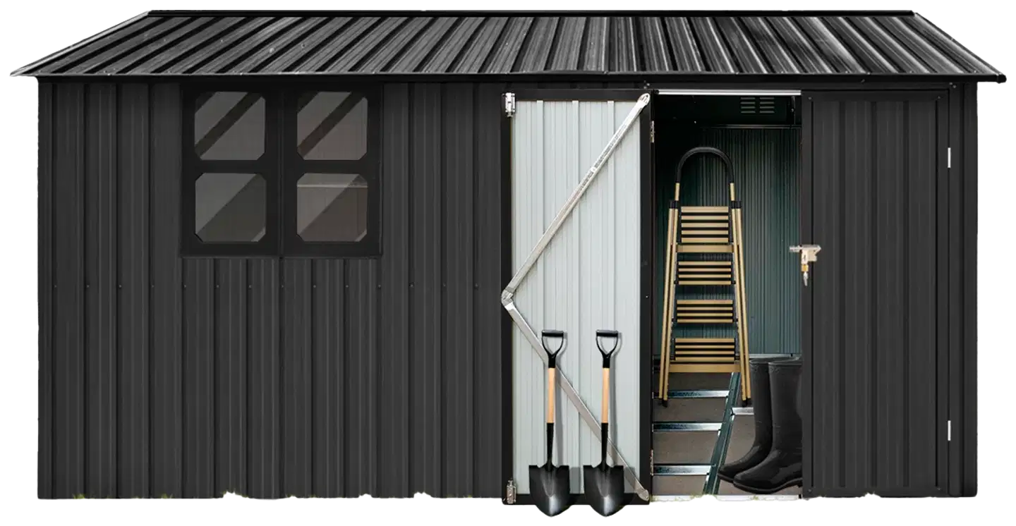 Fornorth pihavarasto ikkunalla 375x286x162cm, musta - 5