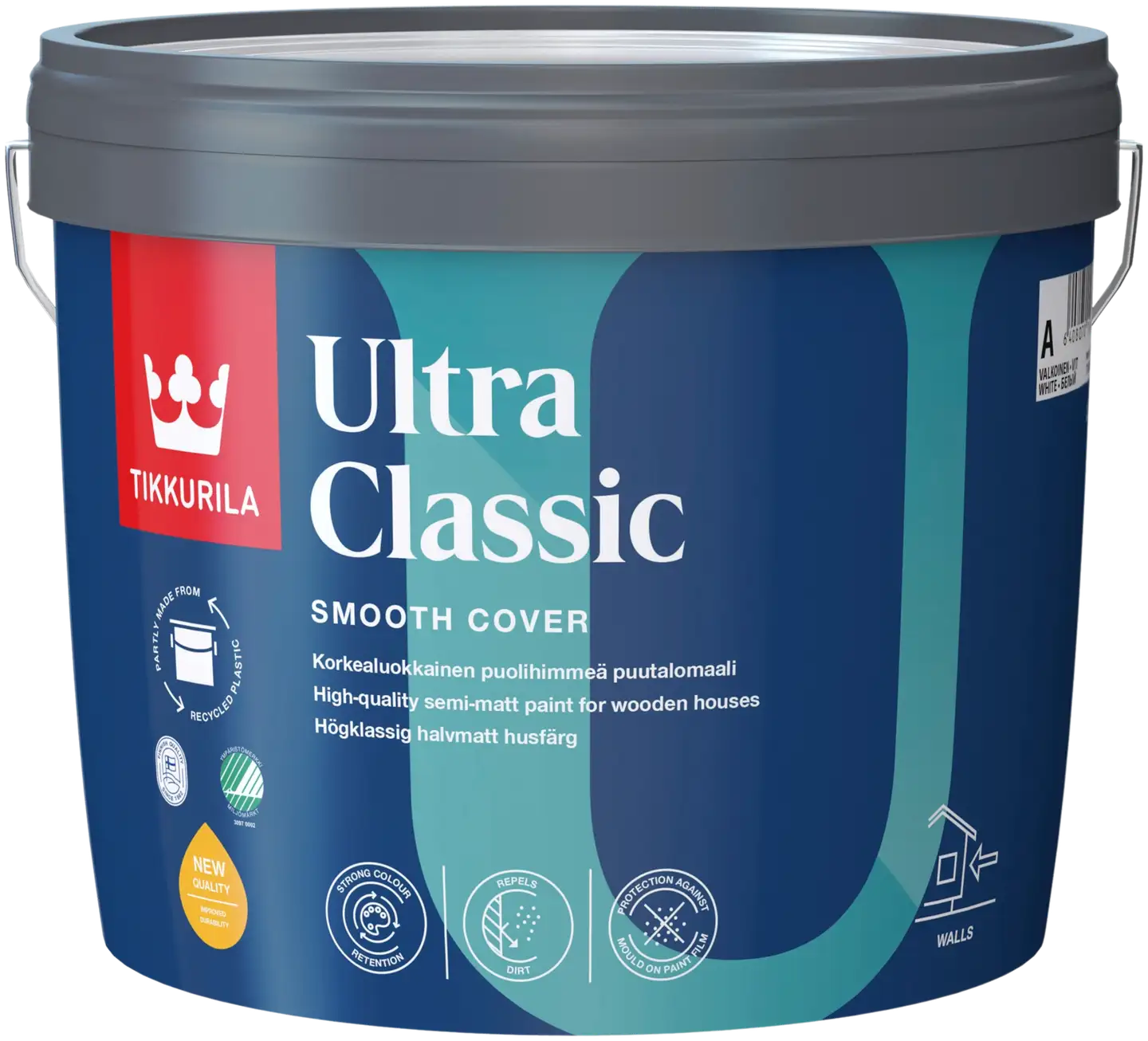 Tikkurila puutalomaali Ultra Classic 2,7 l A valkoinen sävytettävissä puolihimmeä