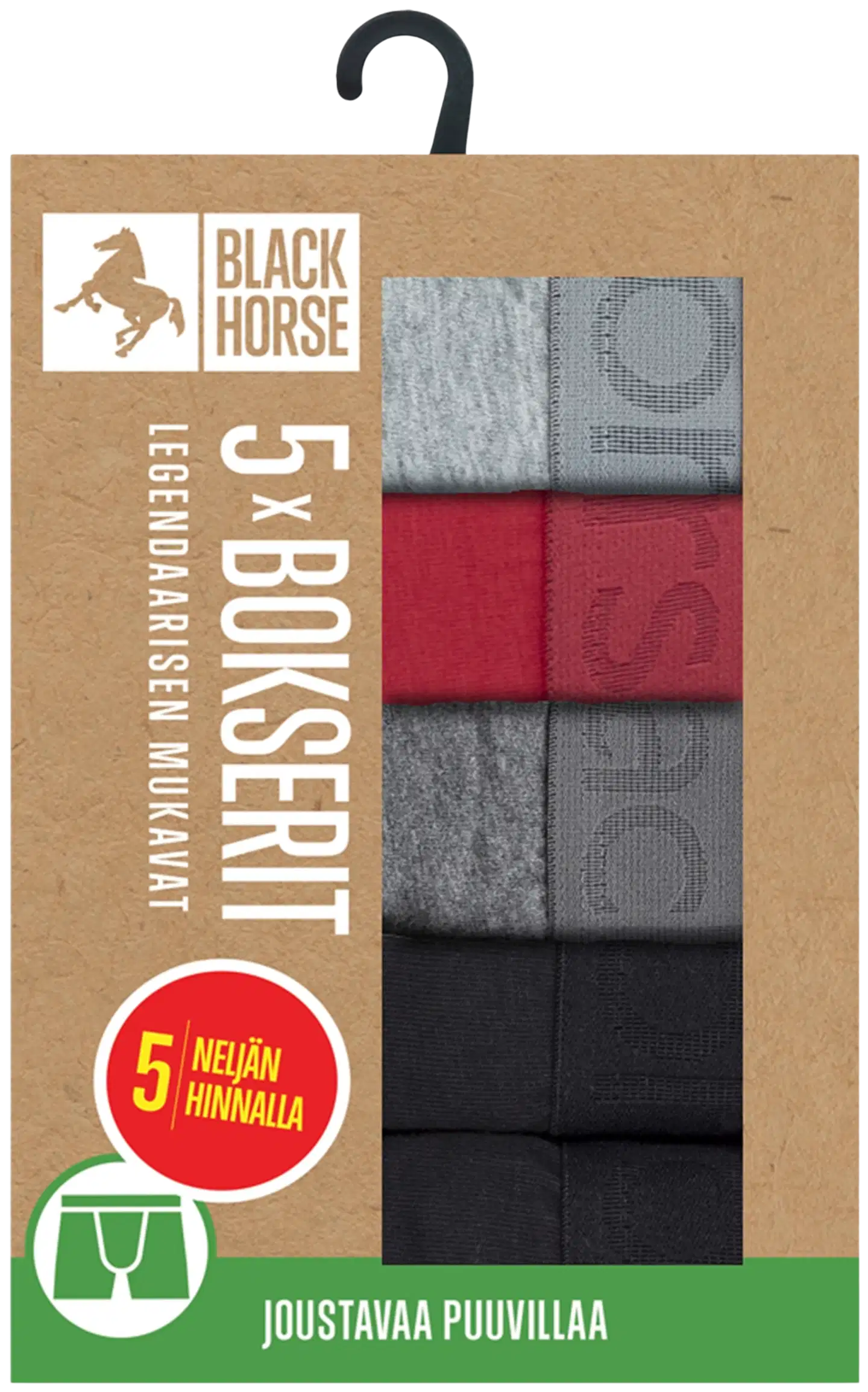 Black Horse miesten bokserit 5-pack I207 - Stone Red - 2