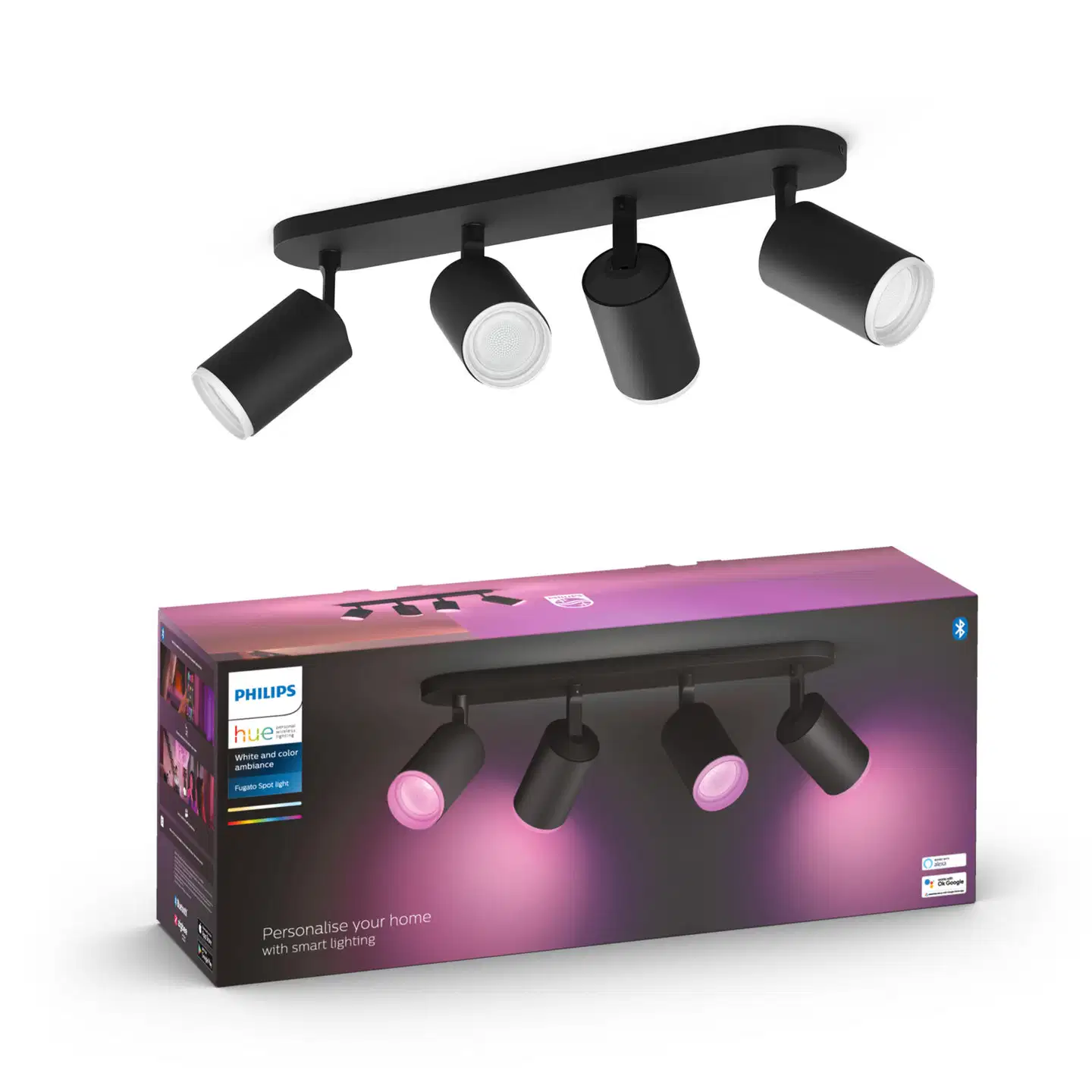 Philips Hue Fugato -kohdevalaisin 4.2W 2000-6500K 1600LM musta - 4