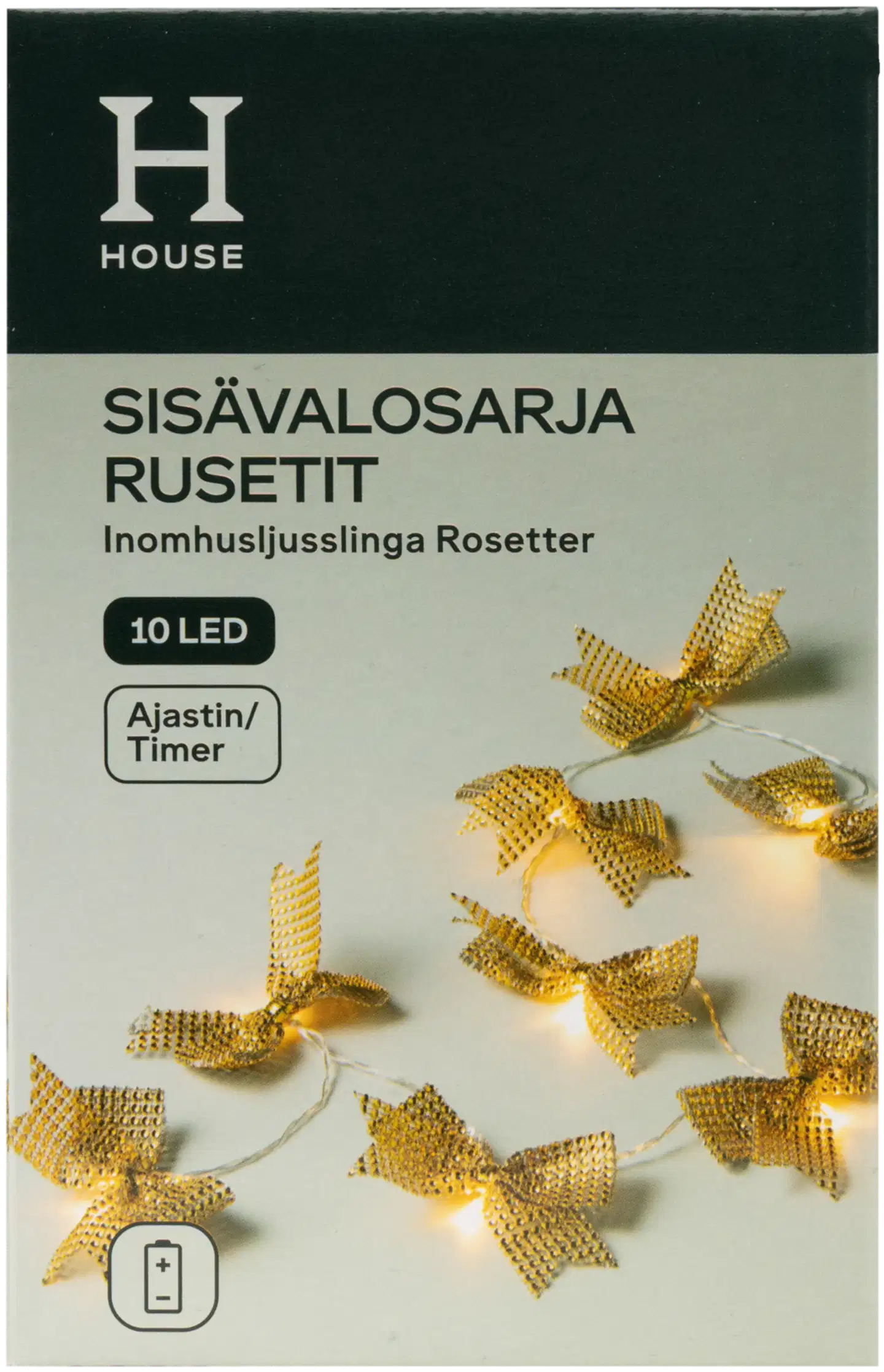 House sisävalosarja Rusetit 10 LED kulta - 1