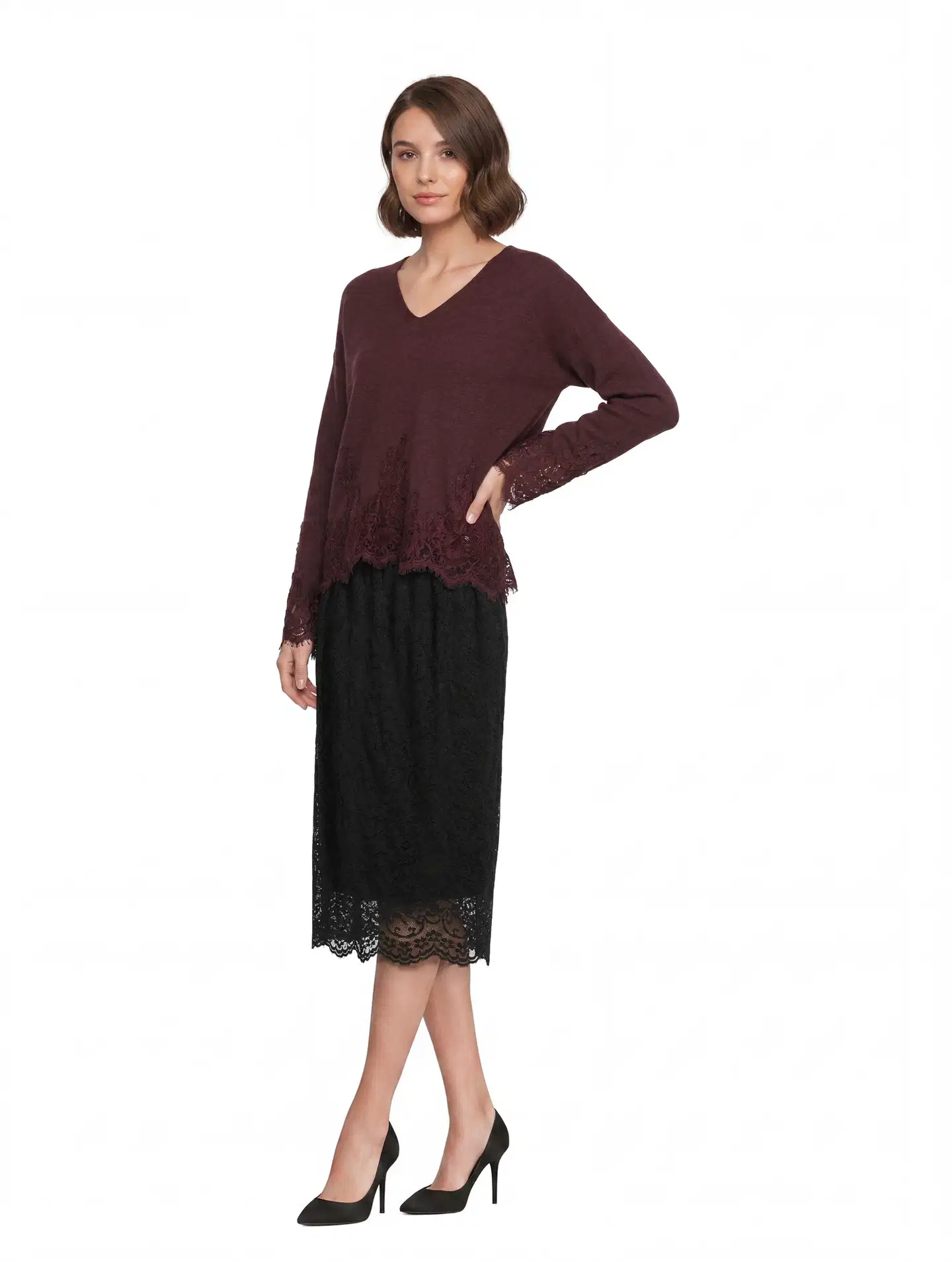 London Fog naisten juhlaneule 213L264030 - wine red - 4