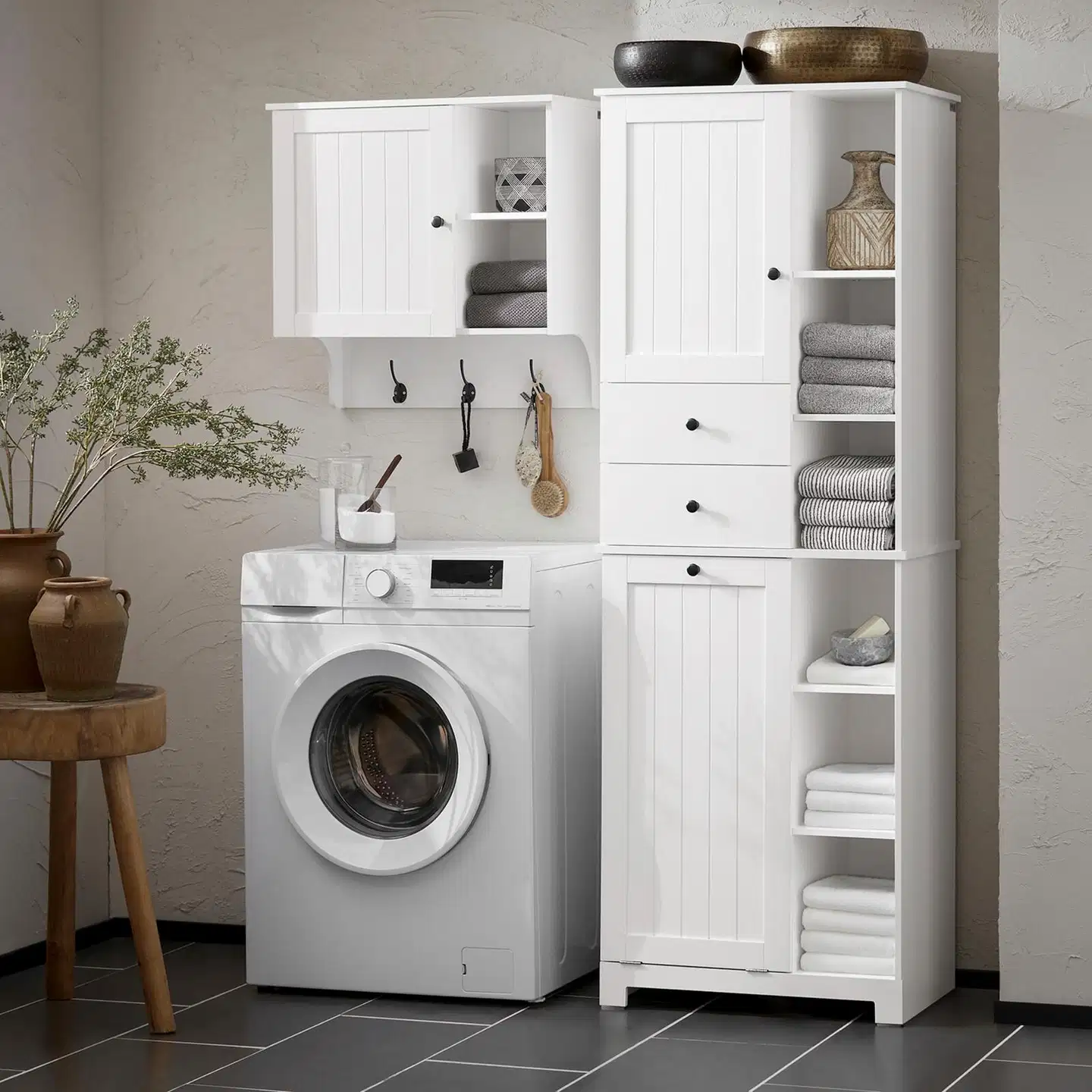 SoBuy kylpyhuonekaappi valkoinen BZR104-W - 2
