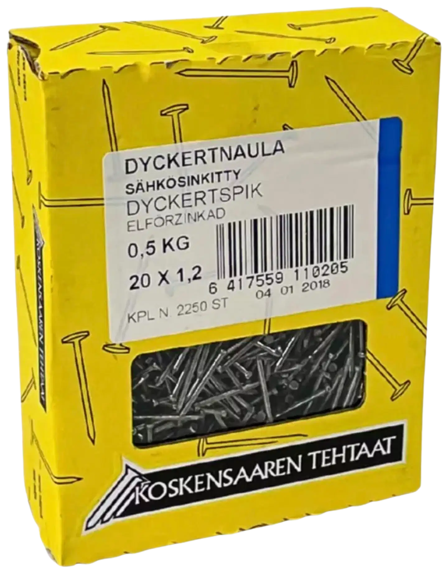Koskensaaren Tehtaat Dyckertnaula sink. 0,5kg 20x1,2mm