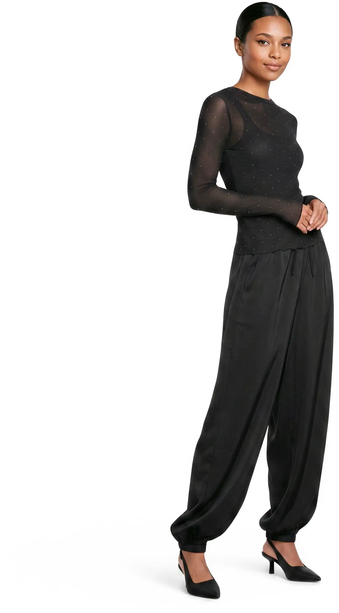 WKLY. naisten satiinijuhlahousut 222W126920 - Black - 4