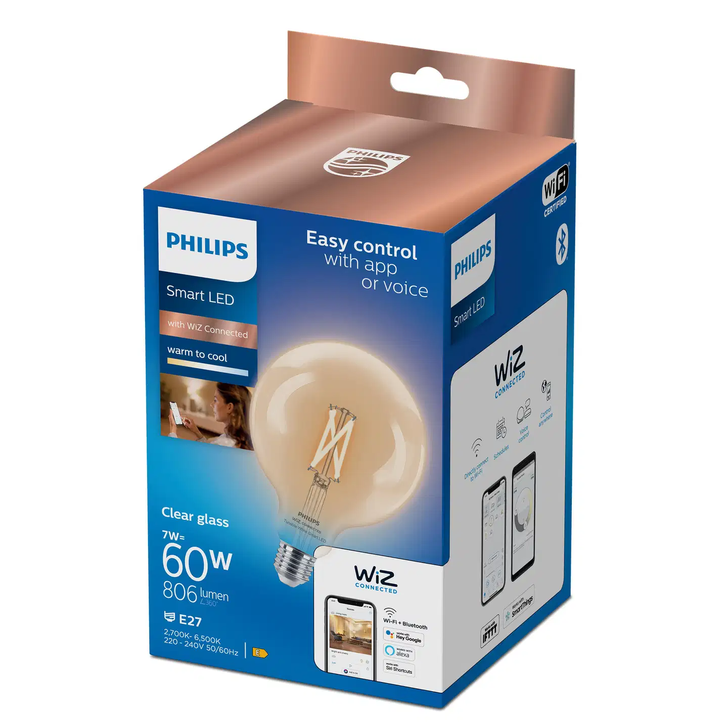 Philips Smart Lighting LED-filamenttilamppu 7W G125 E27 2700-6500K 806lm kirkas - 3