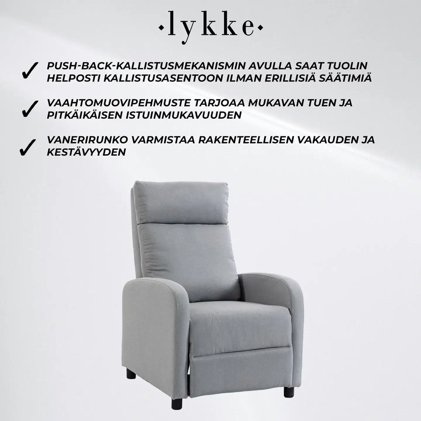 Lykke mekanismituoli standard, vaaleanharmaa - 3