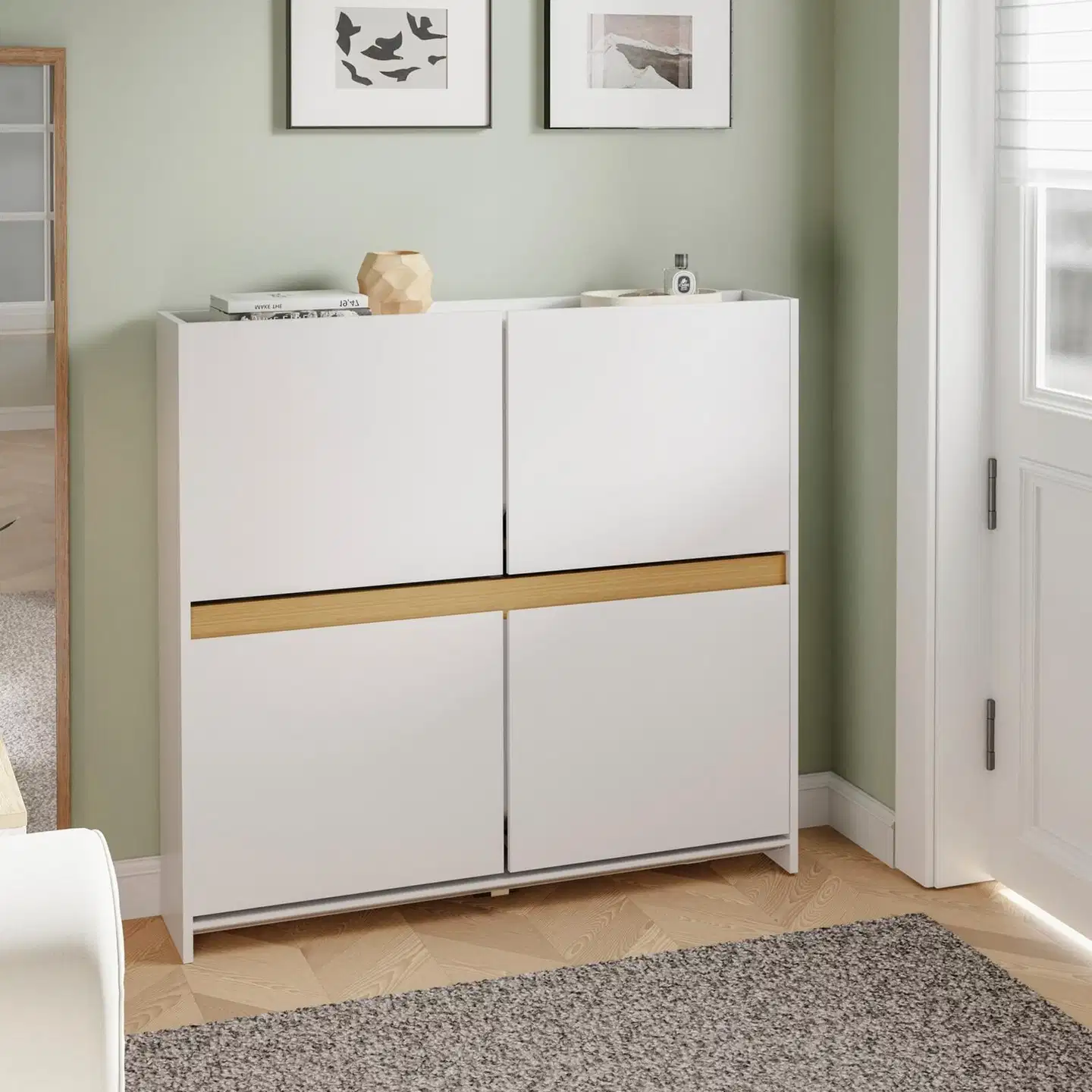 SoBuy kenkäkaappi valkoinen FSR225-E-W - 2