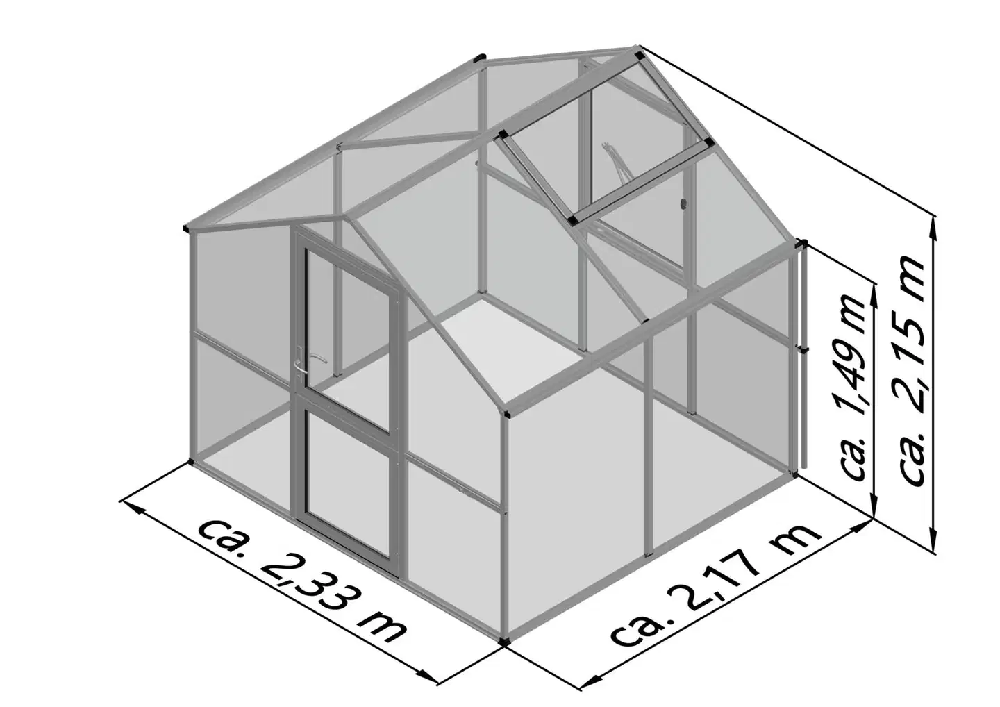 Kreative Gartentechnik kasvihuone Rose II 5,06 m2 antrasiitinharmaa - 2