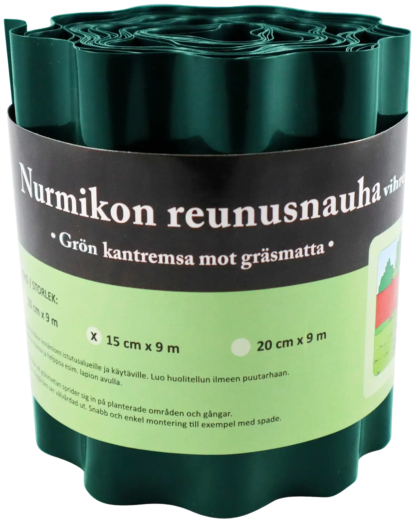 Nurmikon reunusnauha 15 cm x 9 m vihreä - 1