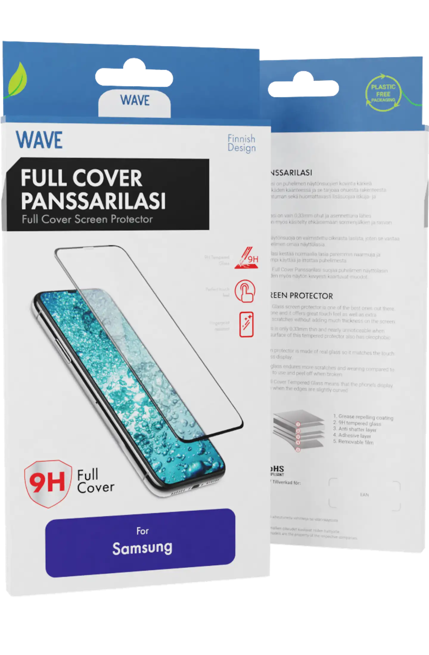 Wave Full Cover Panssarilasi, Samsung Galaxy A33 5G, Musta Kehys