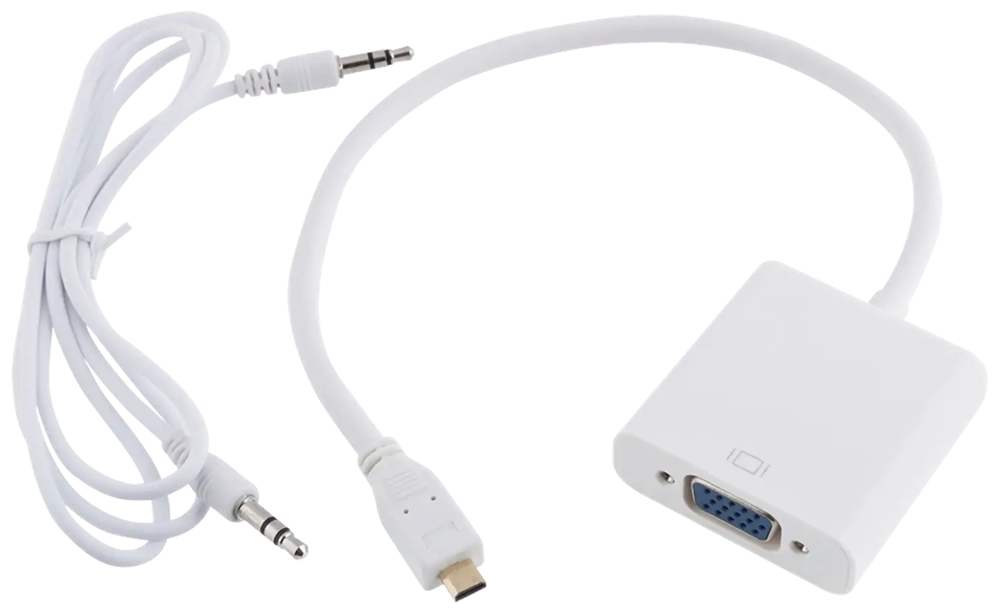 Wave Adapterikaapeli, MicroHDMI uros - VGA naaras, 25cm, Valkoinen - 1
